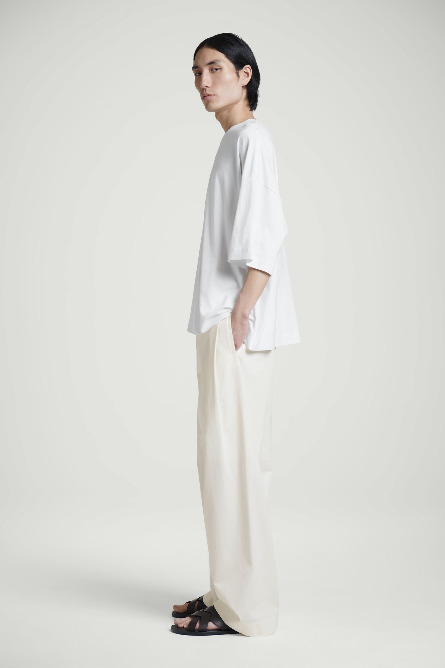 CAMISETA OVERSIZE ALGODÓN EXTRAANCHA - BLANCO/AZUL MARINO - 6