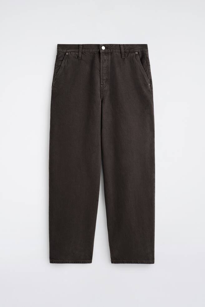 OVERSIZED WIDE-LEG DENIM TROUSERS - DARK BROWN - 1