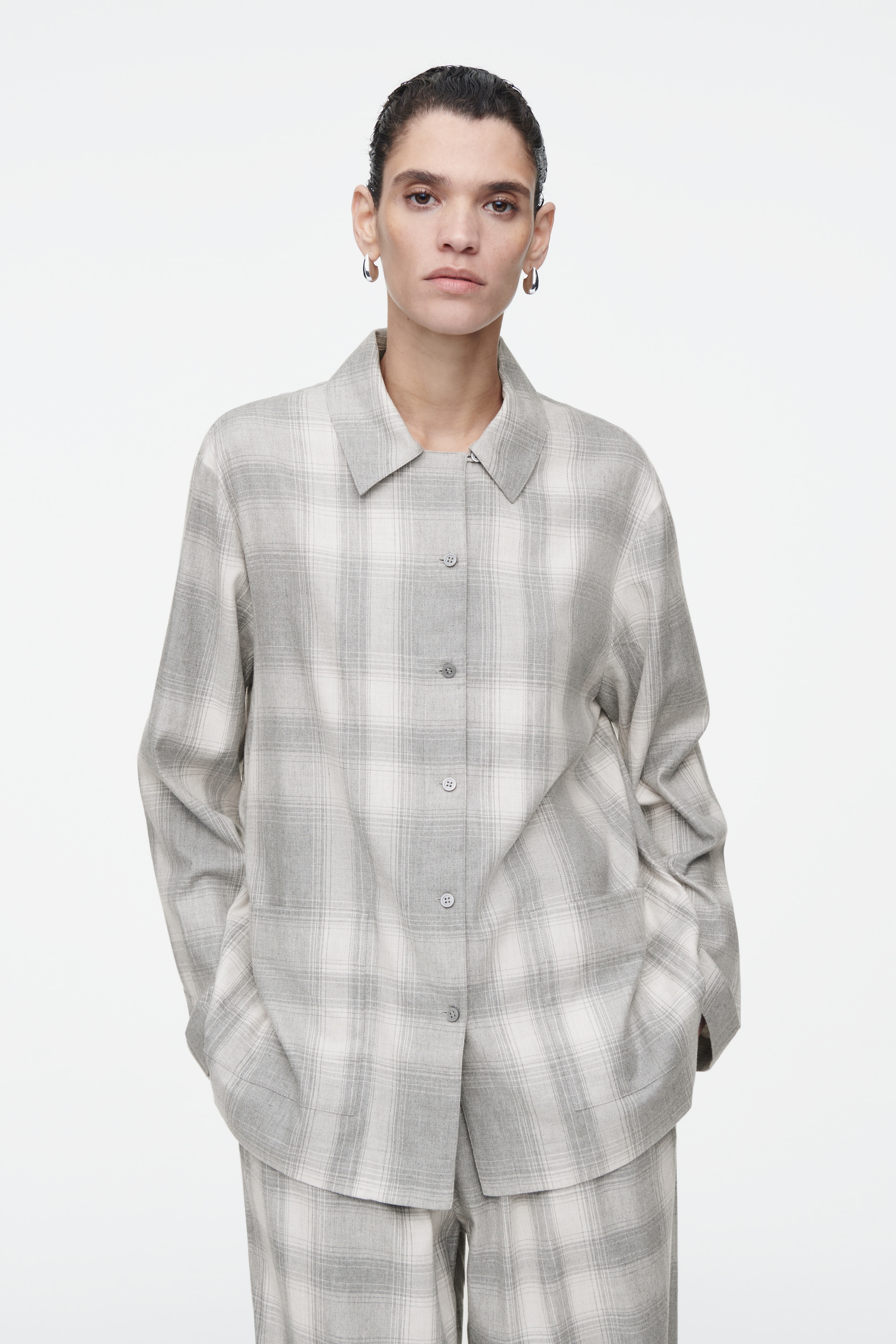 View larger image: CHECKED FLANNEL PYJAMA SHIRT - GREY / CHECKED - Ladies | H&M GB 1