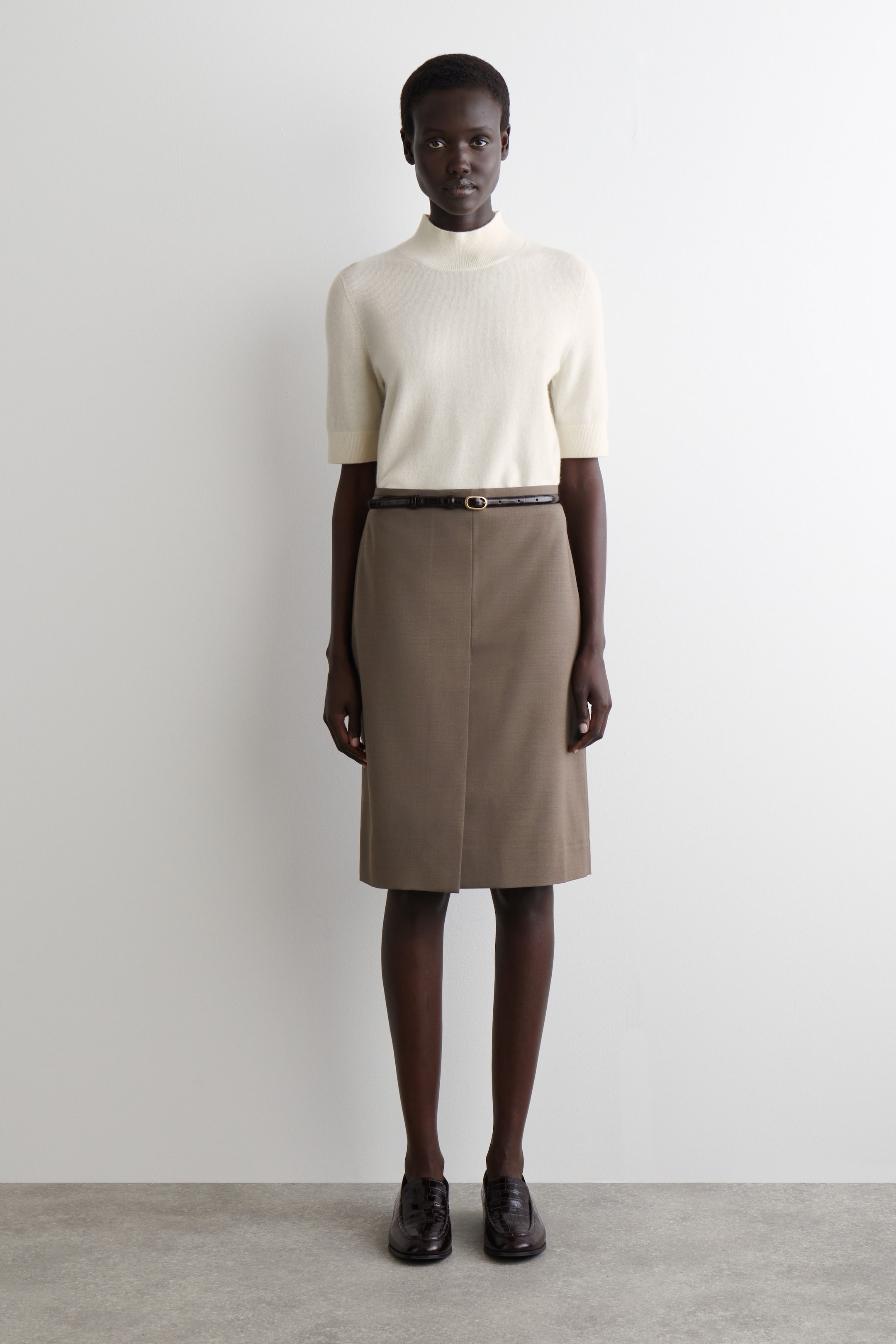 MERINO WOOL-BLEND PENCIL SKIRT
