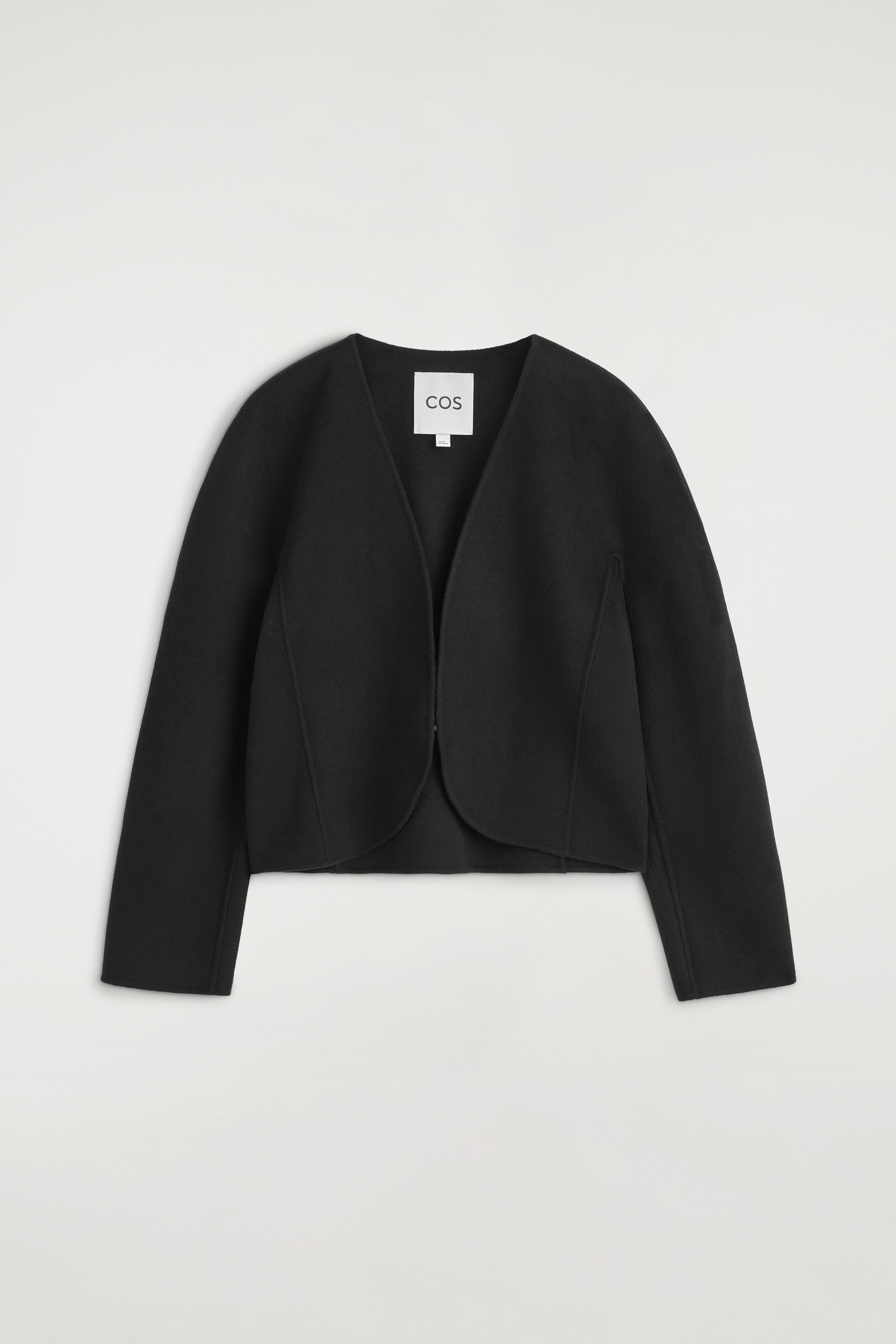 CROPPED BLAZER I DOBBELTSIDET ULDUDTONE - SORT