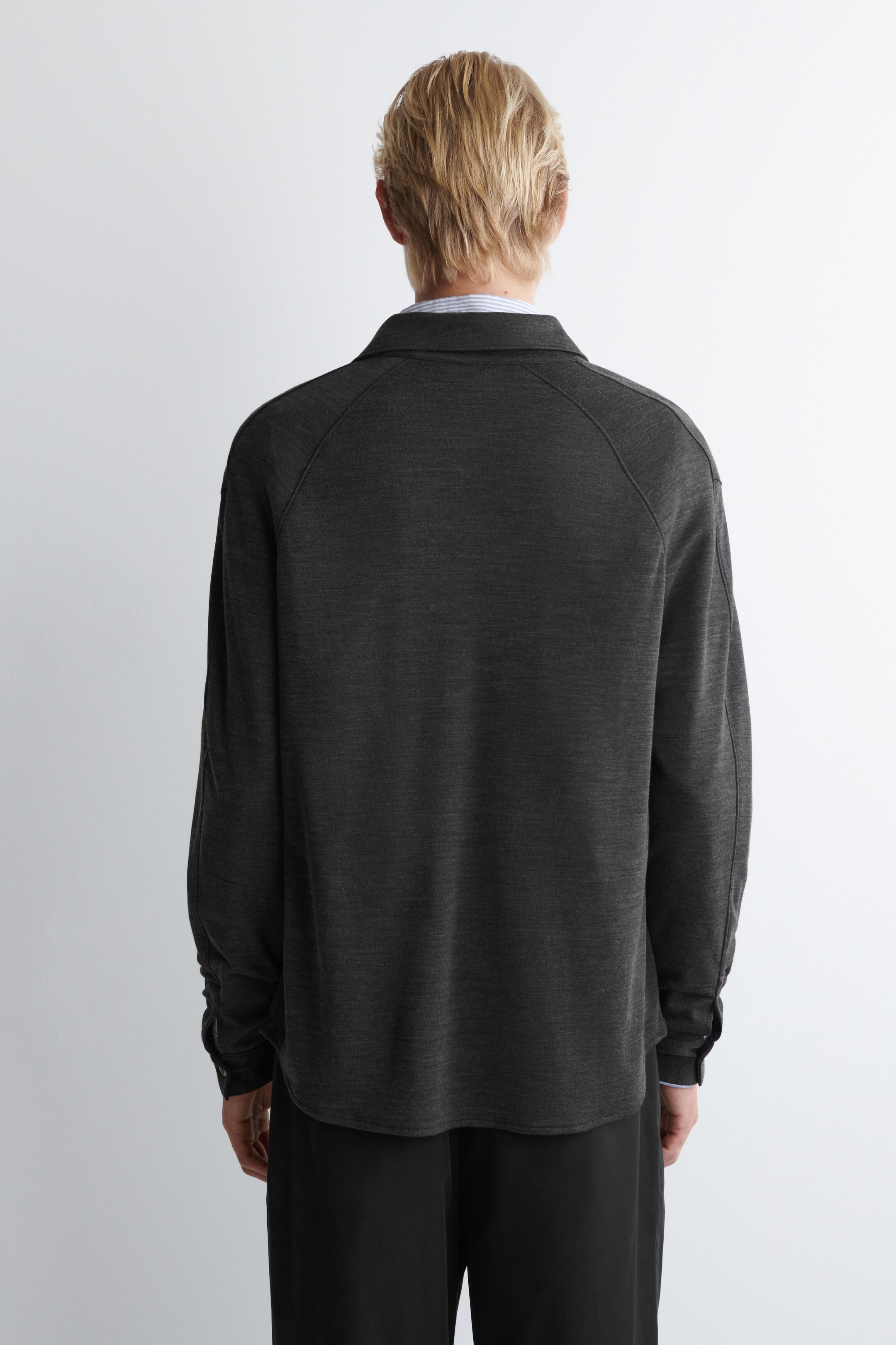 View larger image: WOOL-BLEND JERSEY SHIRT - DARK-GREY MÉLANGE - Men | H&M GB 4