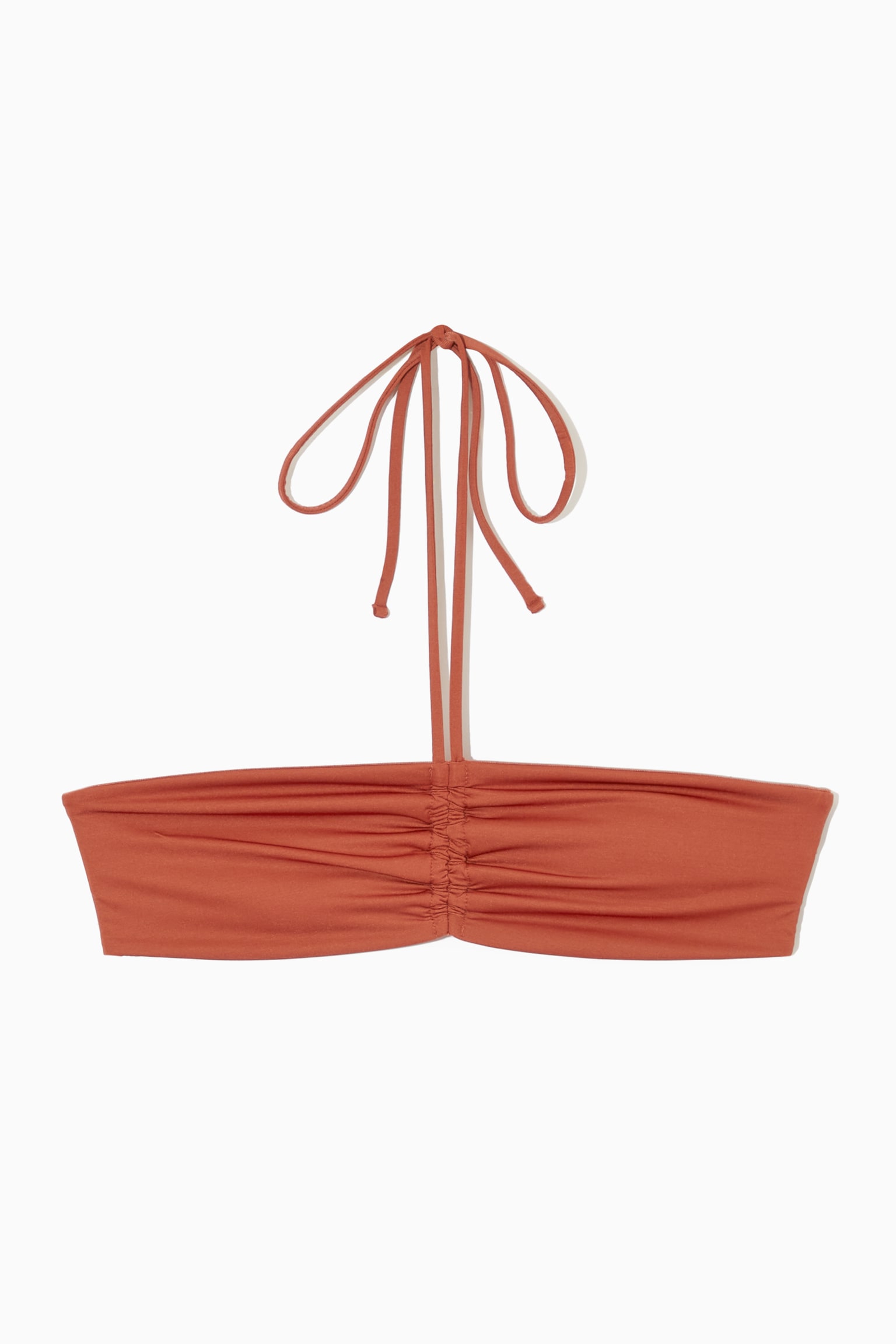 RUCHED BANDEAU BIKINI TOP - BURNT ORANGE/SILVER