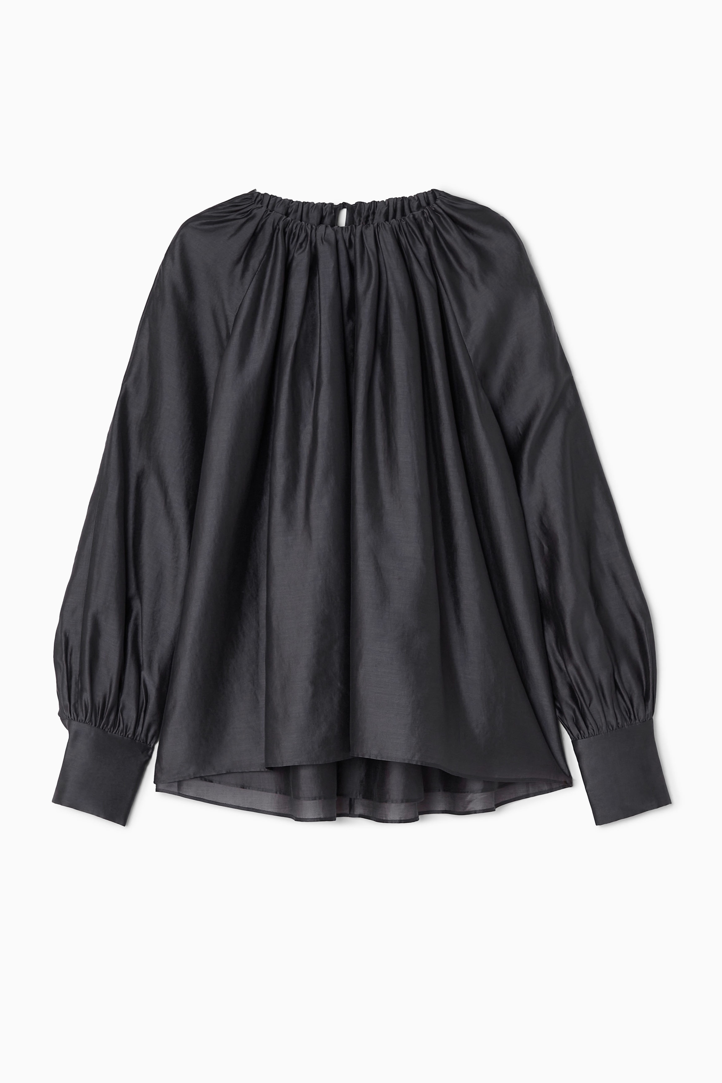 PLEATED LONG-SLEEVED BLOUSE - DARK-GREY | COS