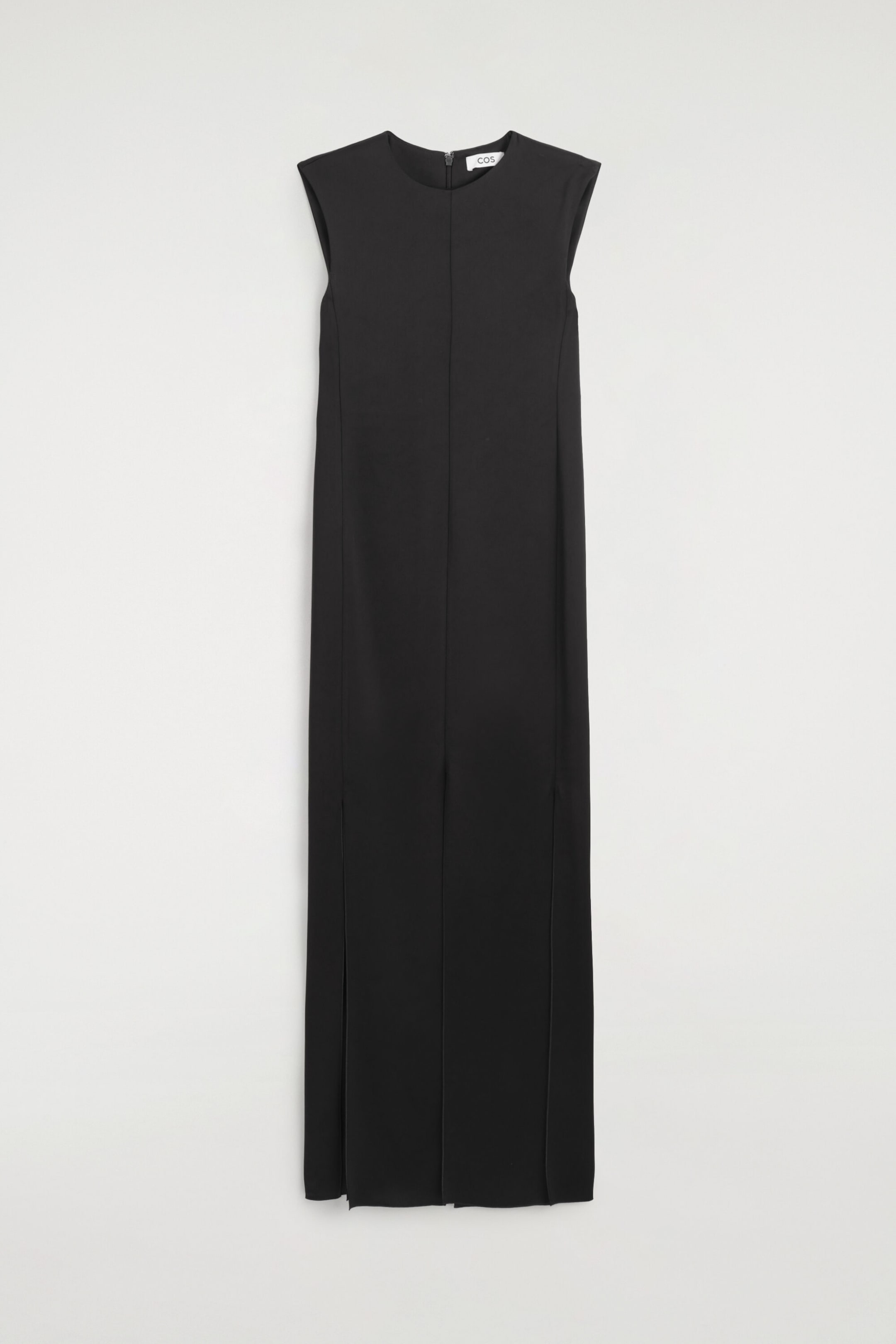PANELLED MATTE-SATIN COLUMN DRESS