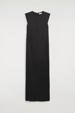 PANELED MATTE-SATIN COLUMN DRESS — CARBON 7