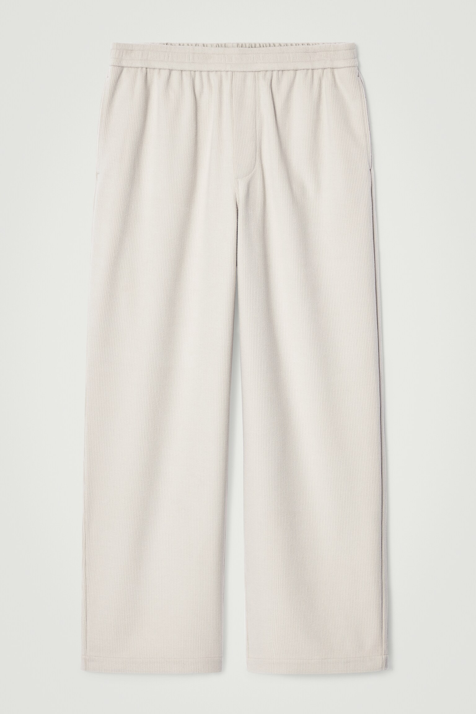 ELASTICATED CORDUROY-JERSEY STRAIGHT-LEG TROUSERS - LIGHT MOLE/BLUE - 1