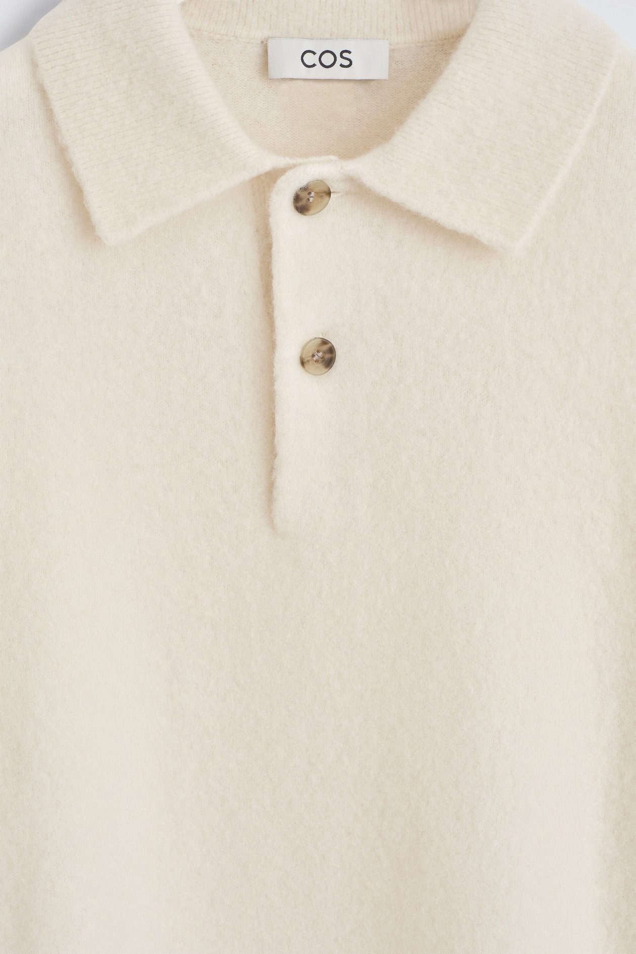 BRUSHED-WOOL POLO SHIRT — IVORY