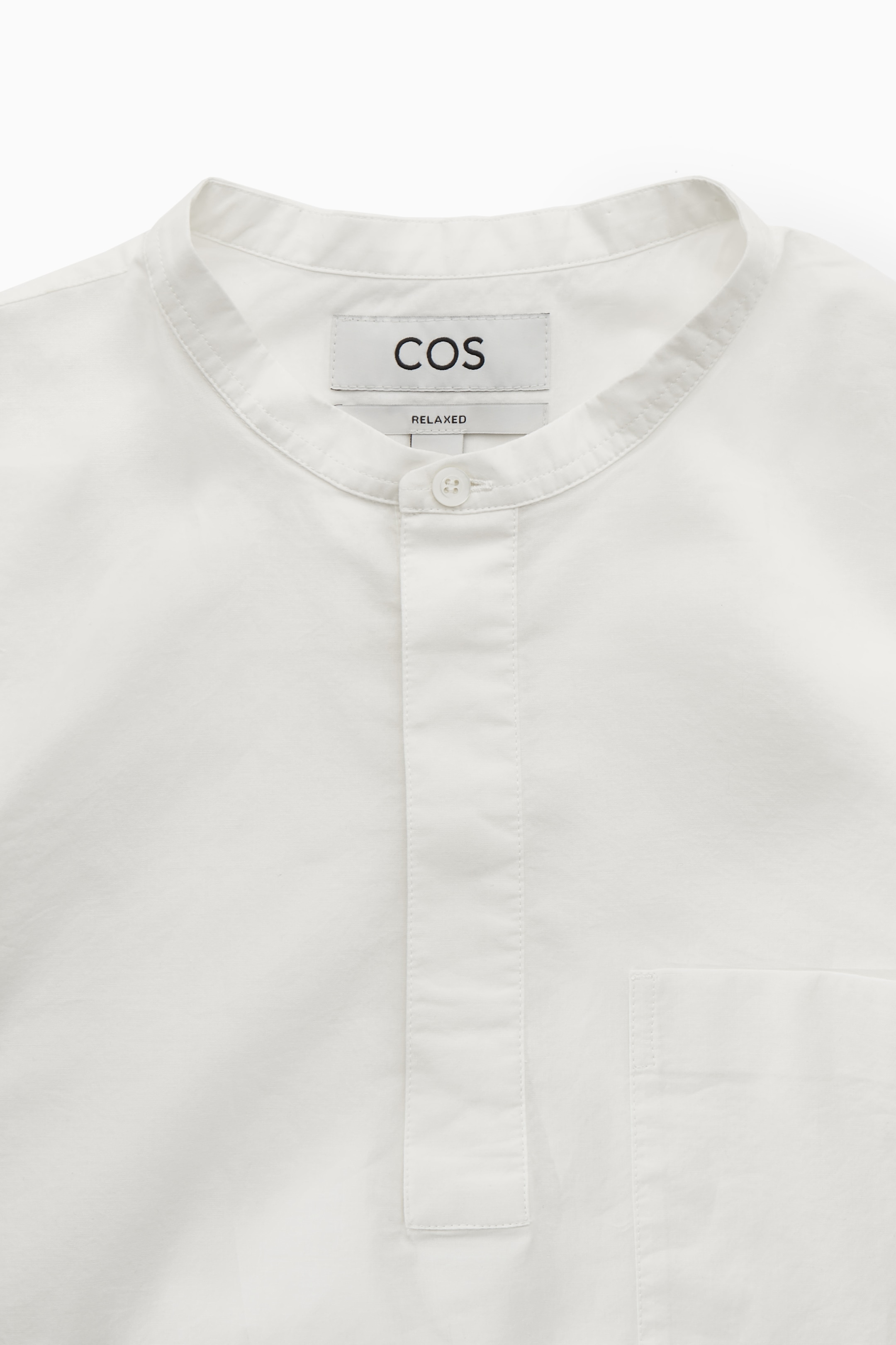 View larger image: RELAXED GRANDAD-COLLAR COTTON HALF-PLACKET SHIRT - WHITE - Men | H&M GB 2