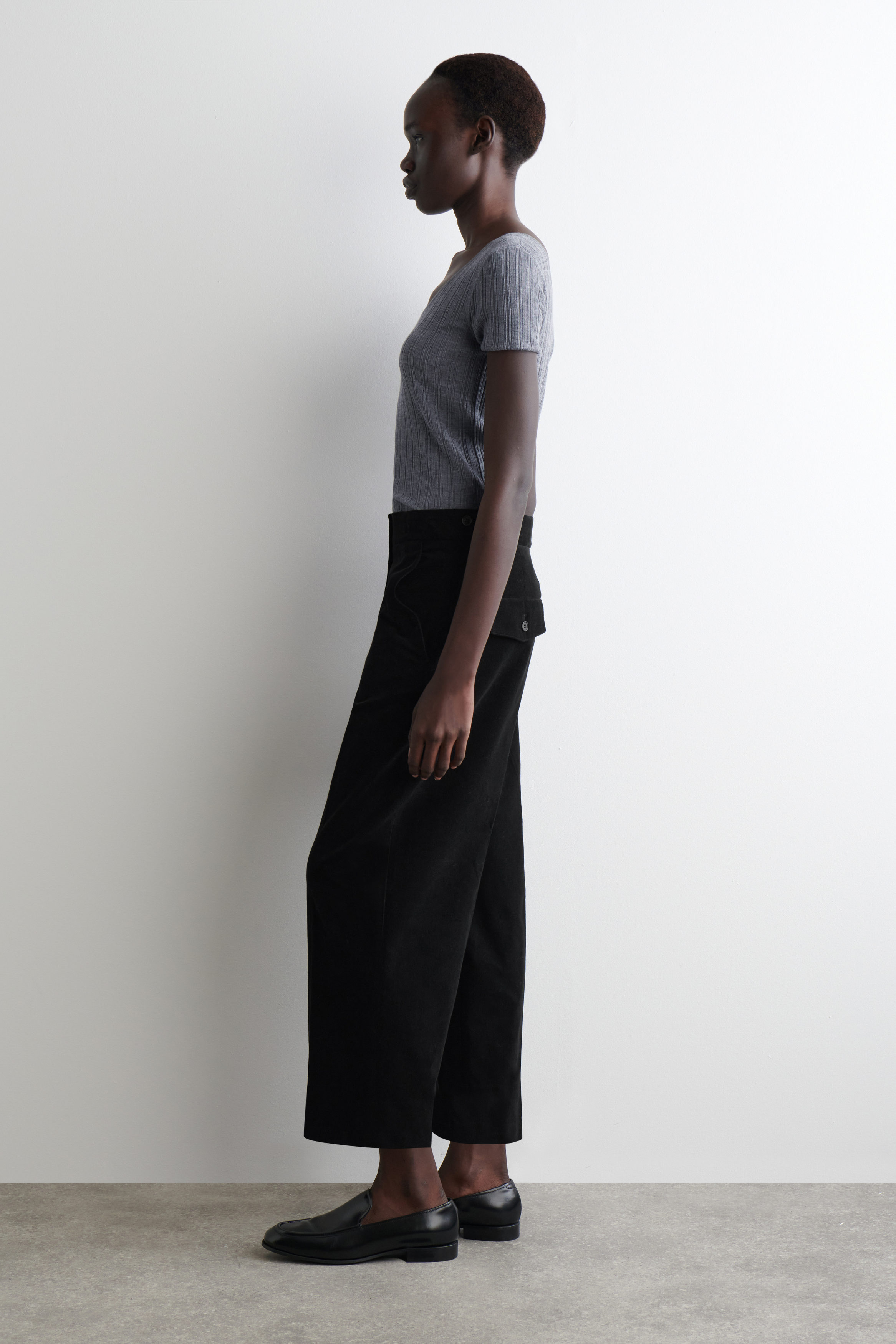 CROPPED CORDUROY TROUSERS - BLACK | COS GB