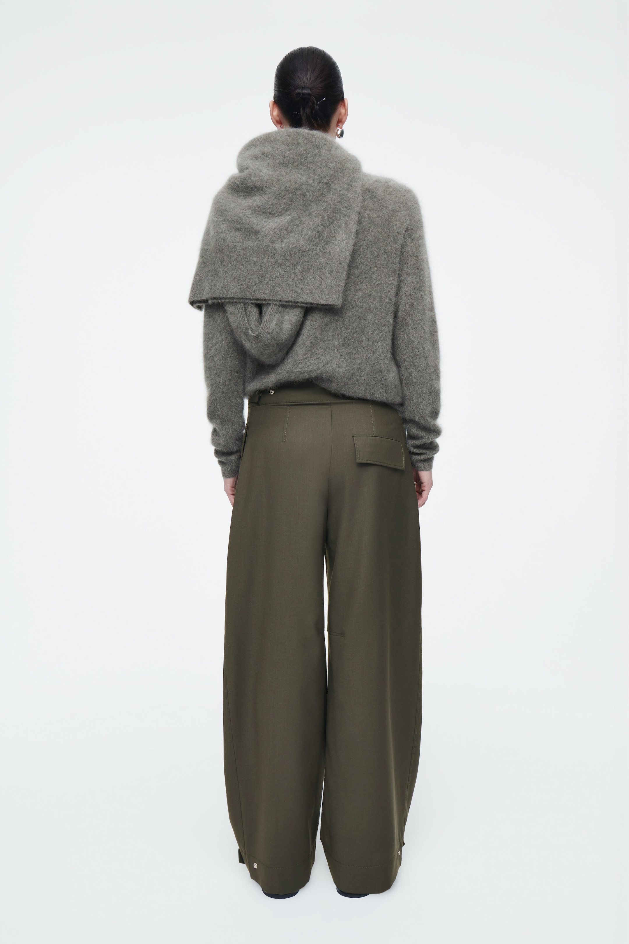 WOOL BARREL-LEG UTILITY PANTS