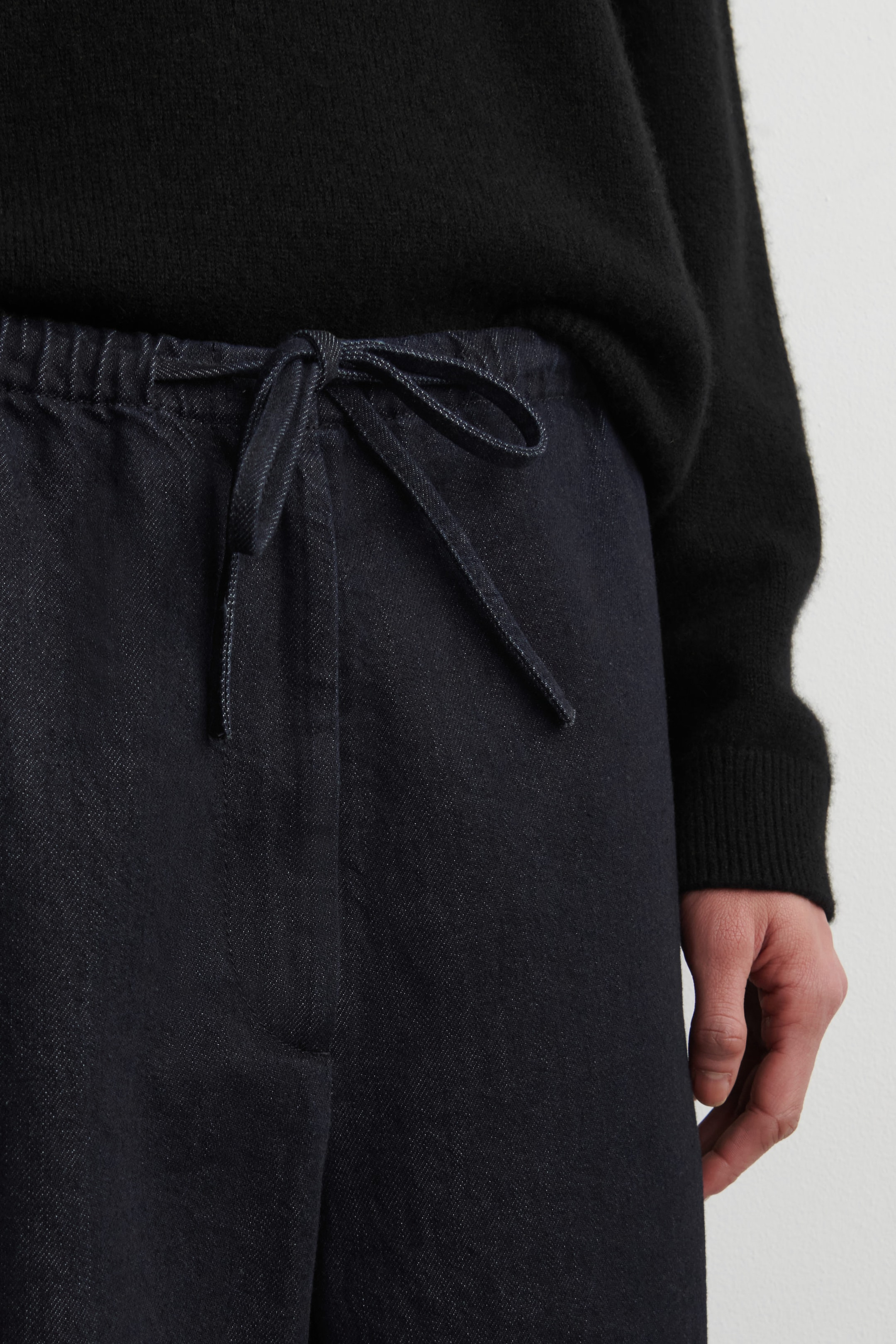 DRAWSTRING DENIM TROUSERS