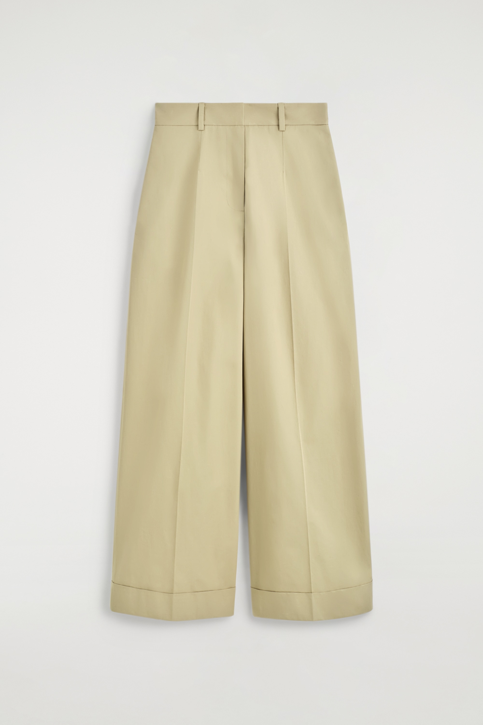 PAMUT-TWILL SZÉLES SZÁRÚ FELHAJTOTT NADRÁG - BÉZS/NAVY