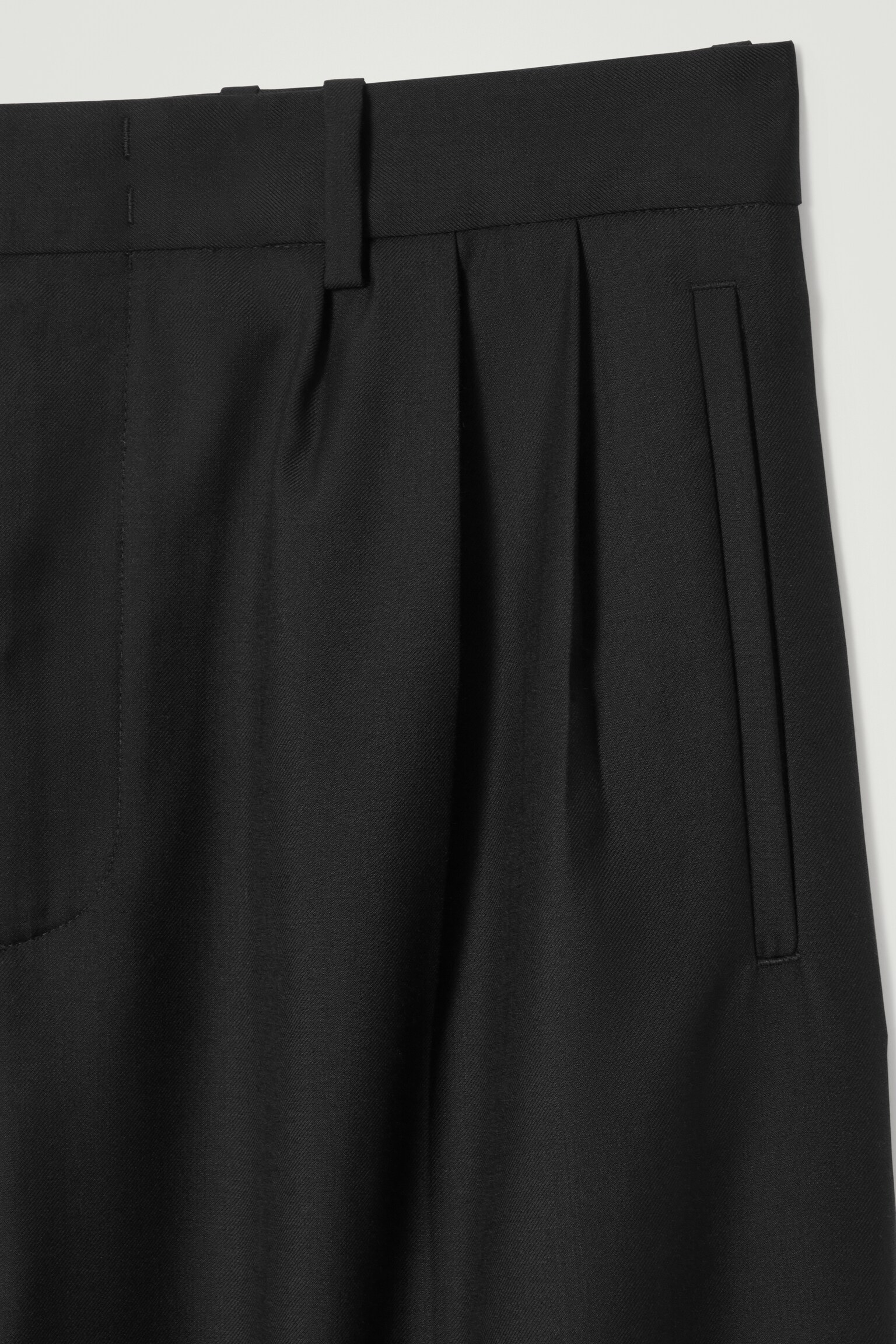 WOLLHOSE MIT WEITEM BEIN UND FALTEN - SCHWARZ/DUNKELBRAUN - 3