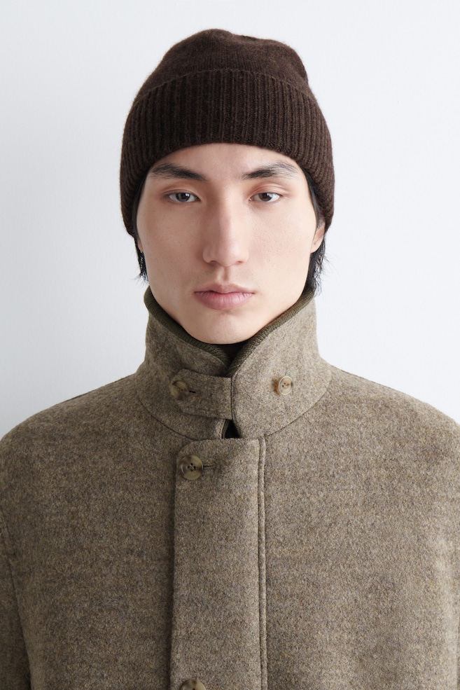 PURE CASHMERE BEANIE — DARK BROWN