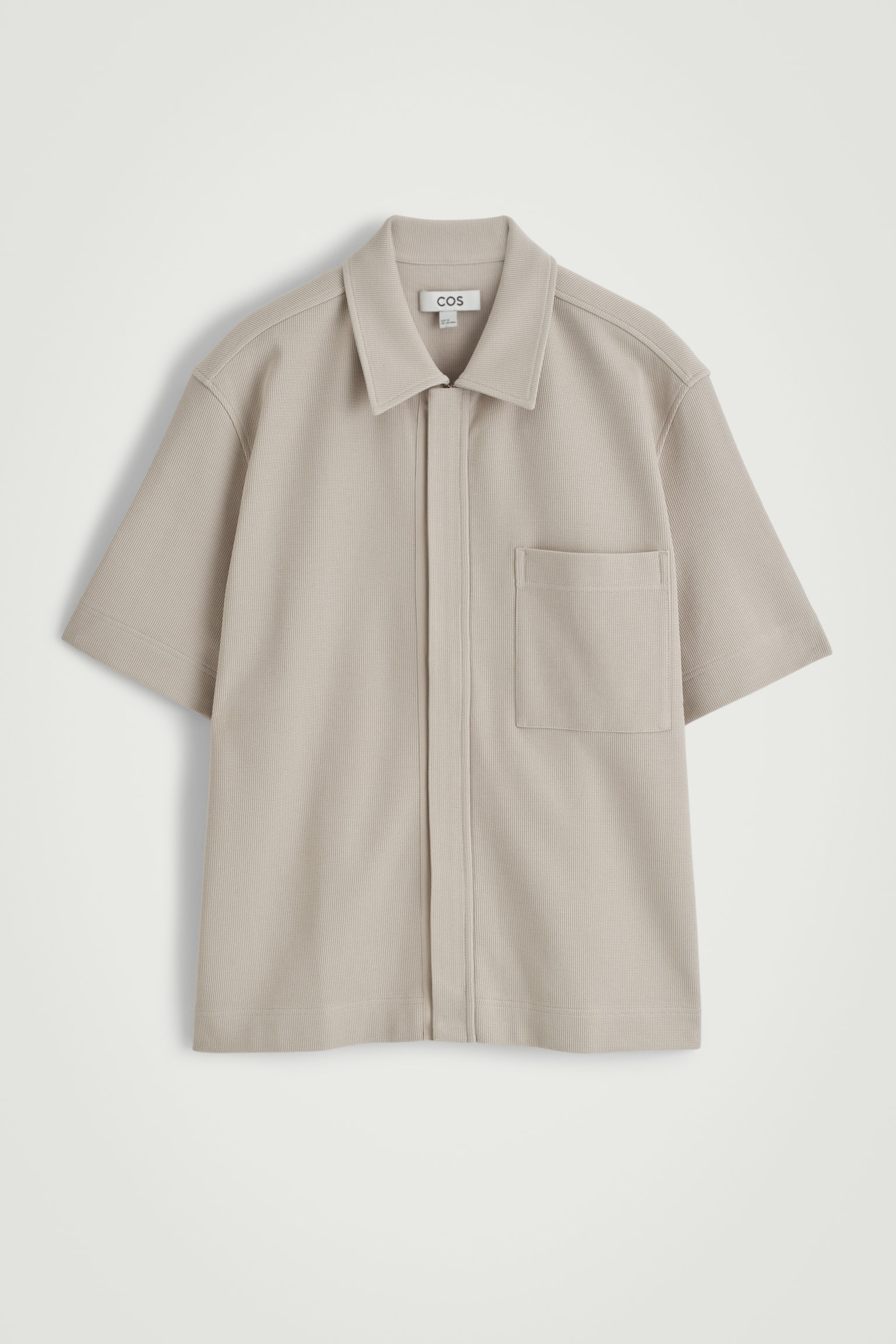 CHEMISE ZIPPÉE EN JERSEY DE COTON TEXTURÉ - TAUPE CLAIR/NOIR - 2