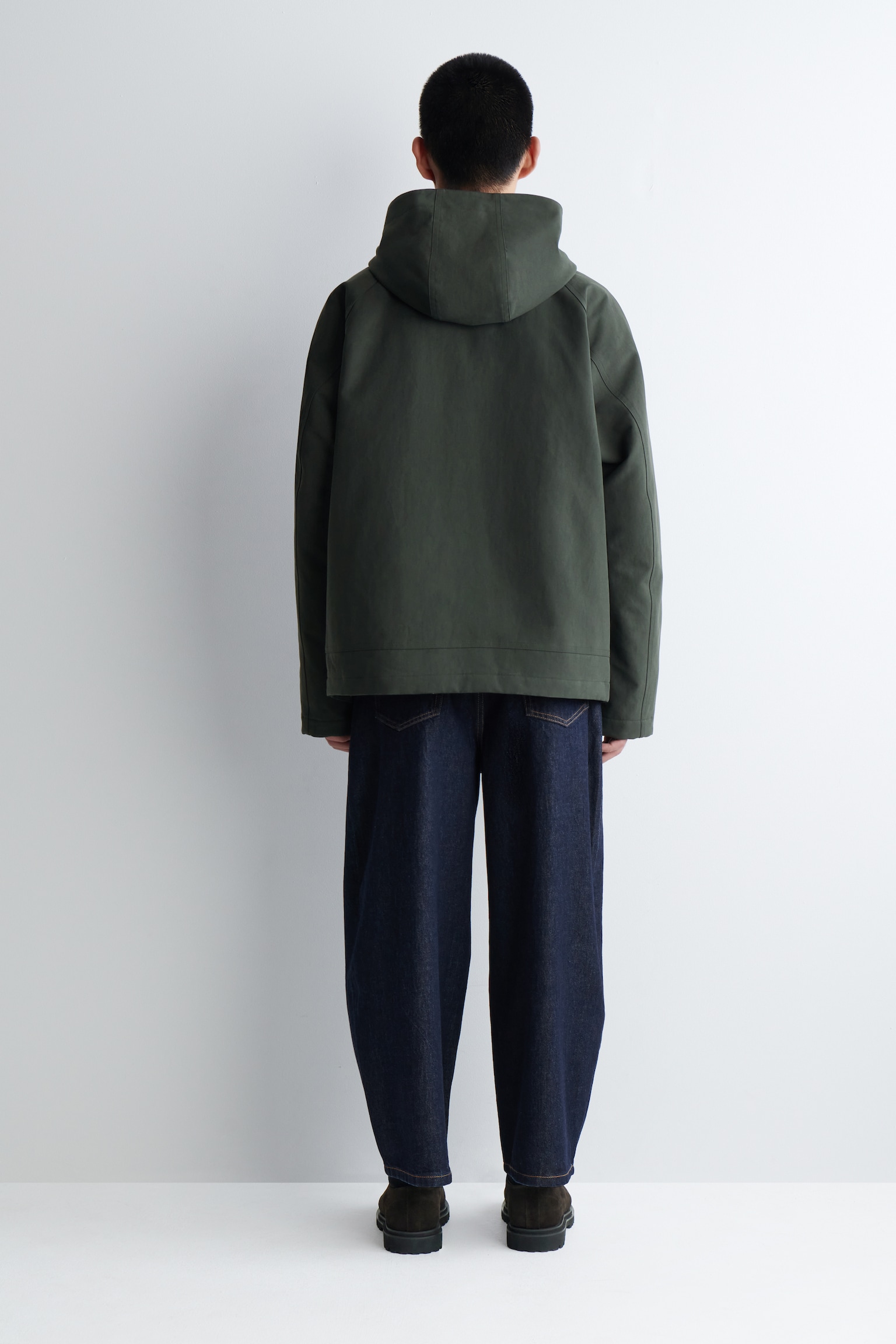 CHAQUETA CON CAPUCHA DE ALGODÓN TÉCNICO - VERDE OSCURO/MARRÓN - 3