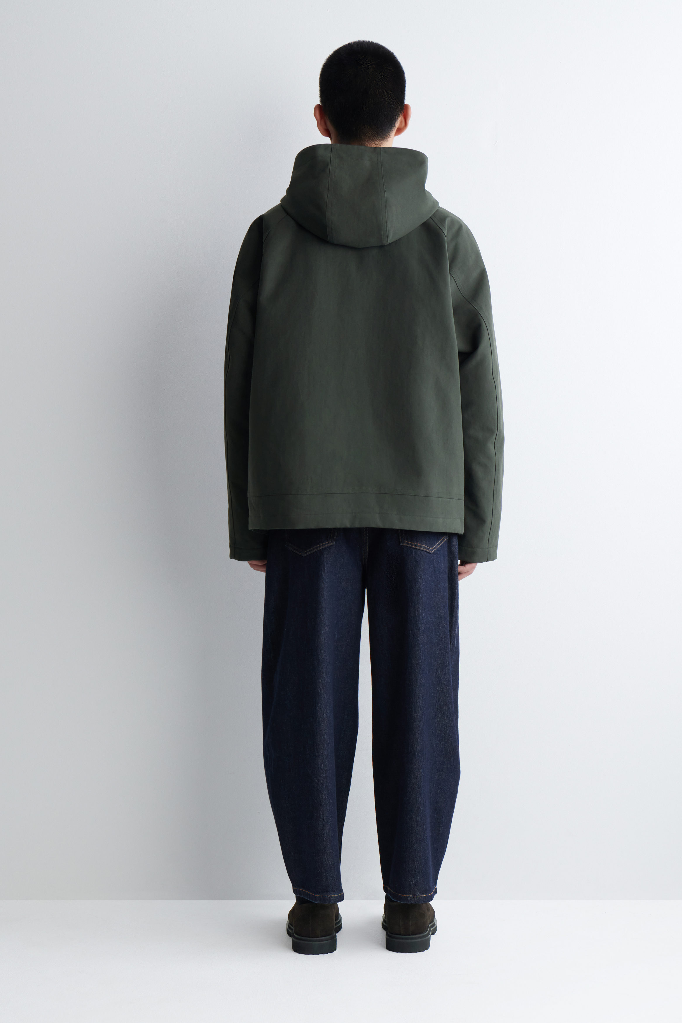 TECHNICAL COTTON HOODED JACKET - DARK GREEN | COS US