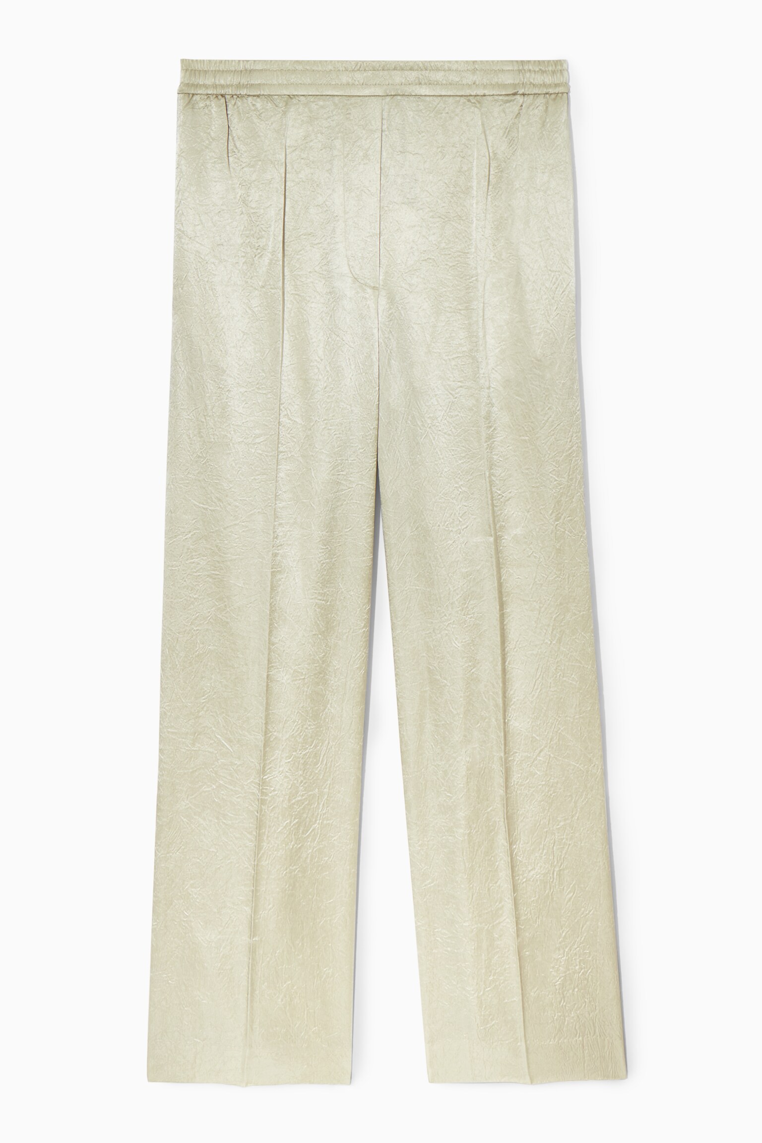 SATINHOSE IN KNITTEROPTIK MIT GERADEM BEIN - CREME - 1