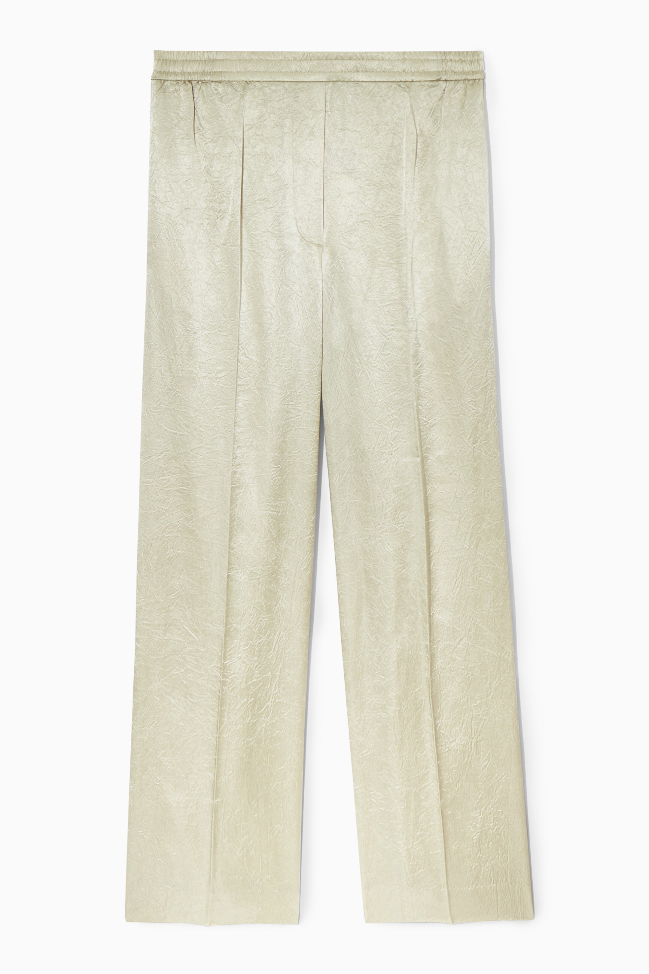 Grösseres Bild ansehen: SATINHOSE IN KNITTEROPTIK MIT GERADEM BEIN - CREME - DAMEN | H&M CH 1
