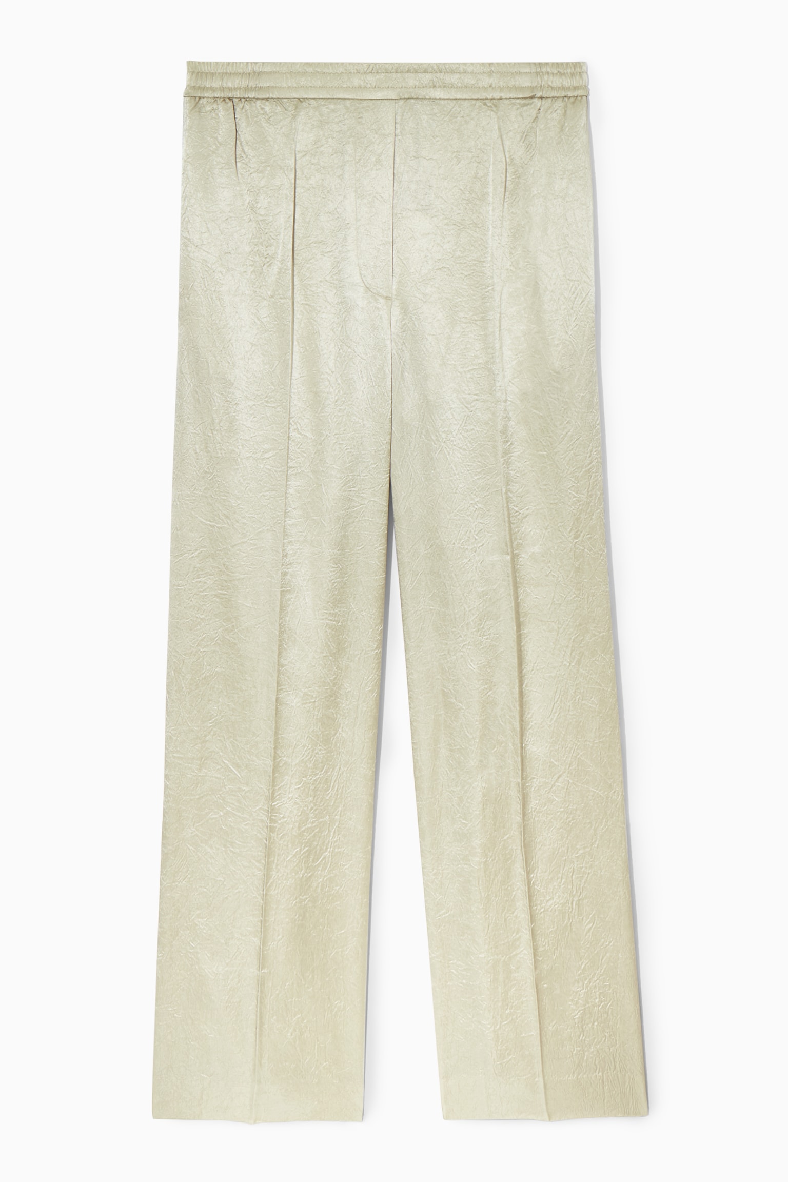 SATINHOSE IN KNITTEROPTIK MIT GERADEM BEIN - CREME
