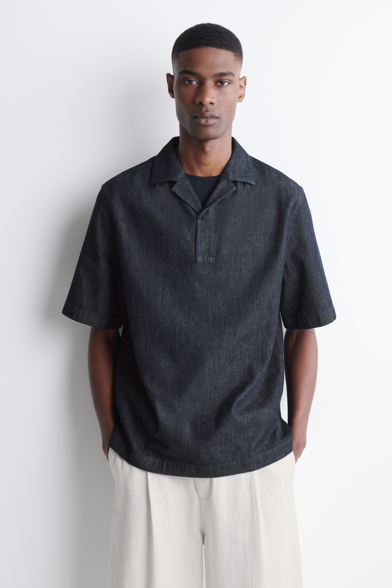 DENIM POPOVER SHIRT — INDIGO
