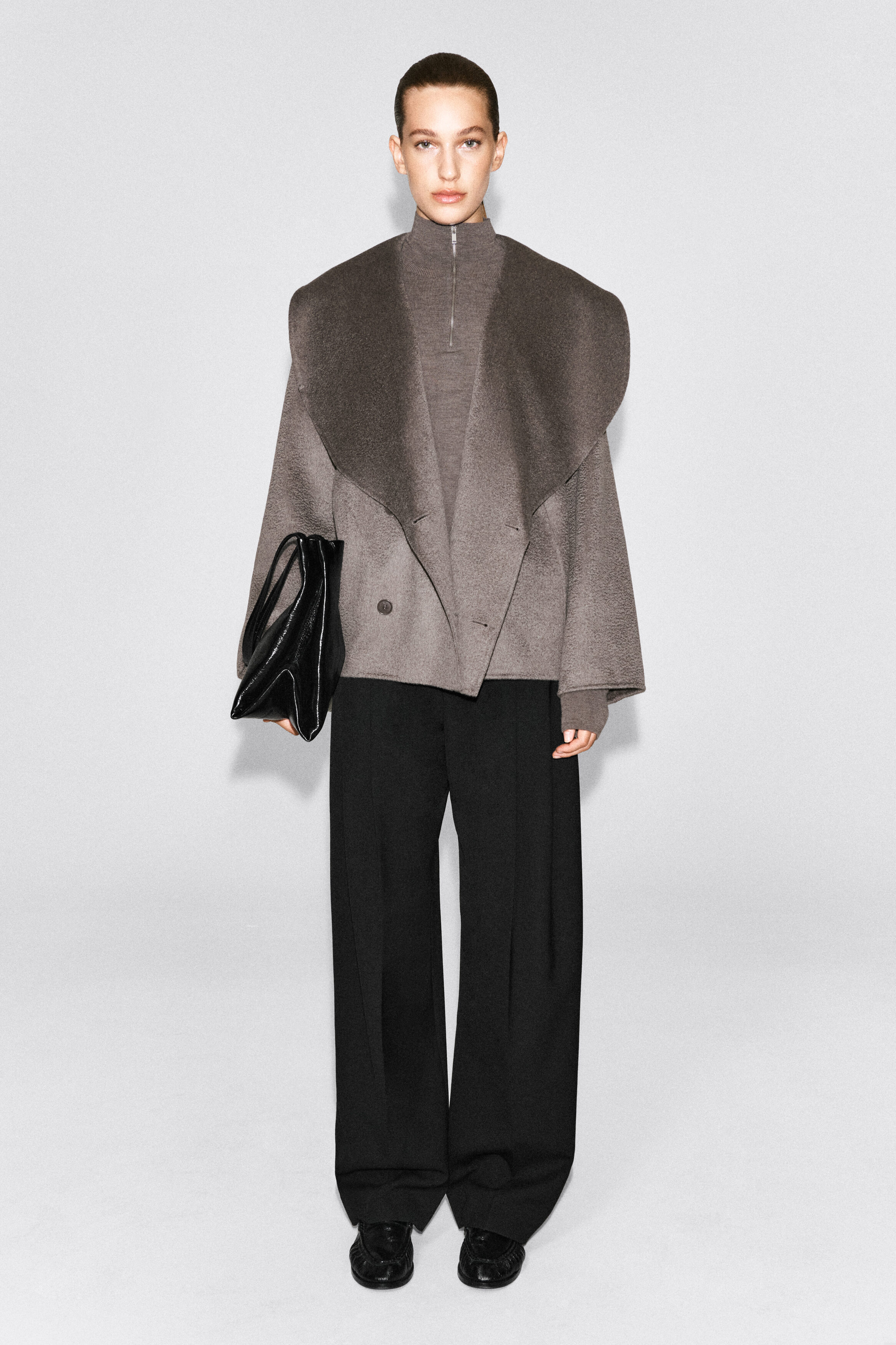 DOUBLE-FACED CASHMERE BOMBER JACKET - STONE | COS