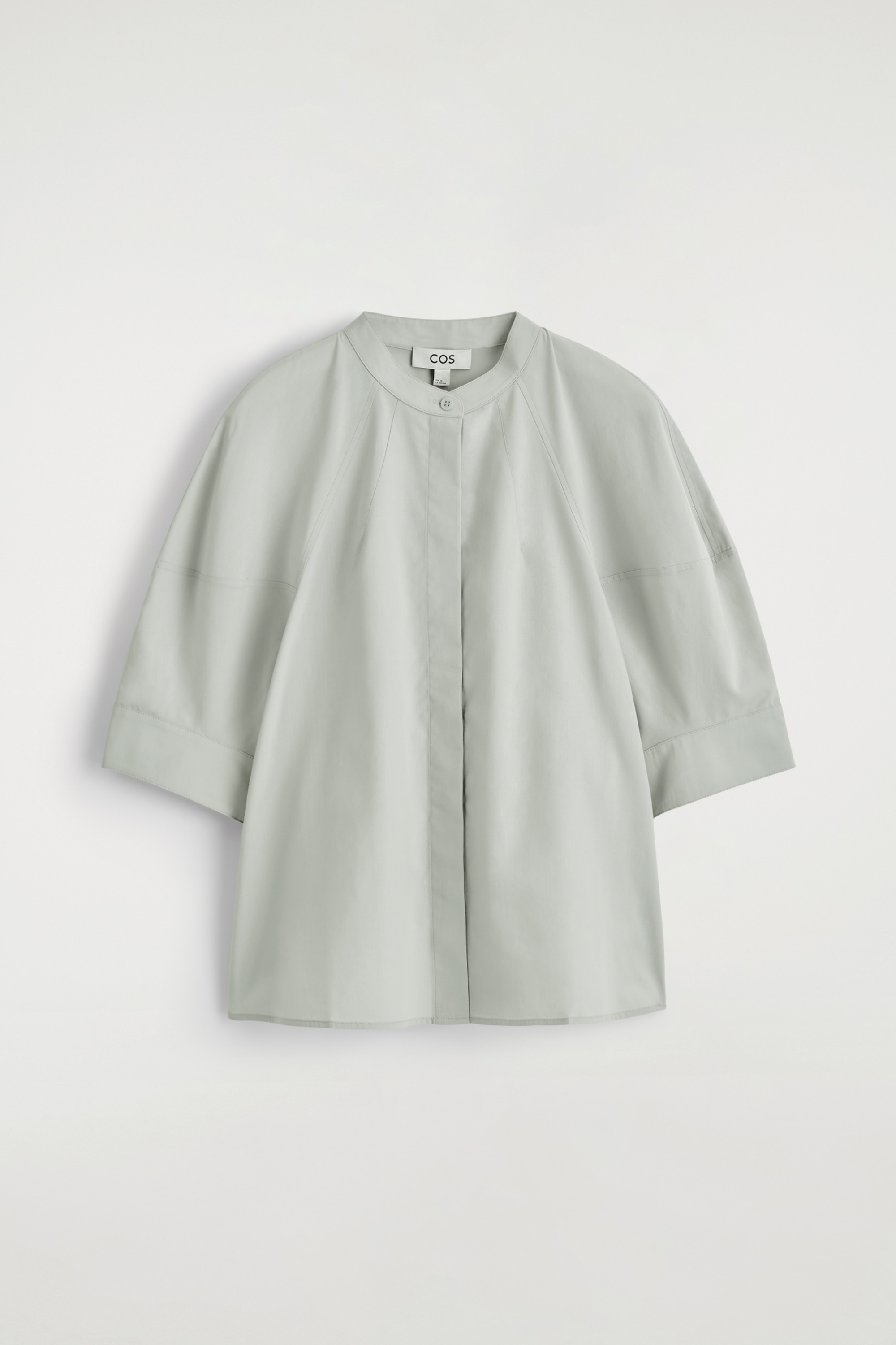 BLUSA IN COTONE CON MANICHE A PALLONCINO - TURCHESE CHIARO