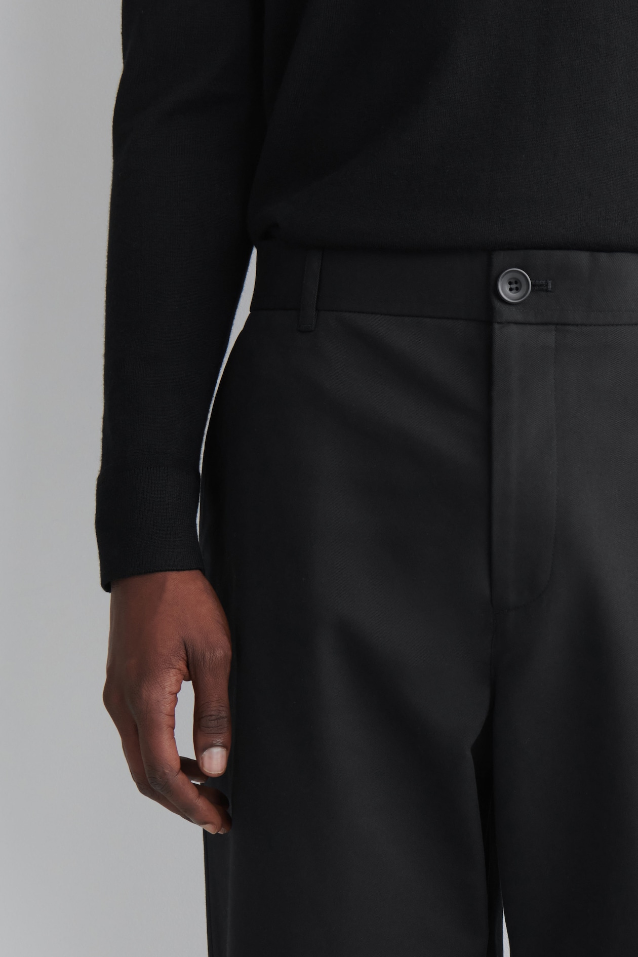 COTTON REGULAR-FIT STRAIGHT-LEG CHINOS — BLACK