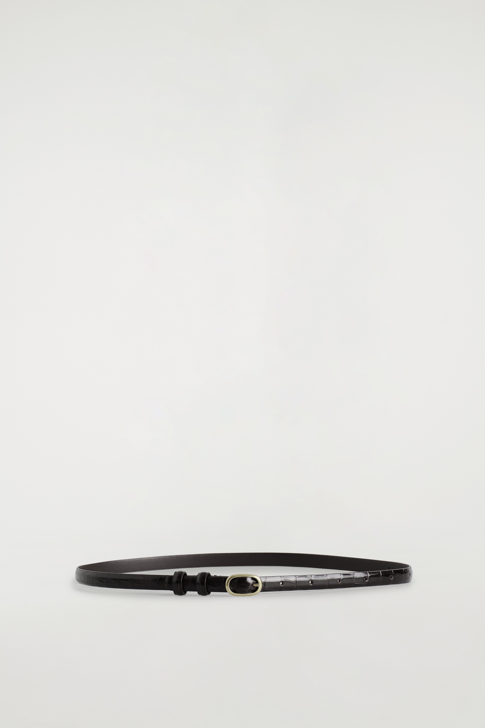 SLIM RIEM VAN LEER MET KROKOPRINT - BRUIN/buinbeige