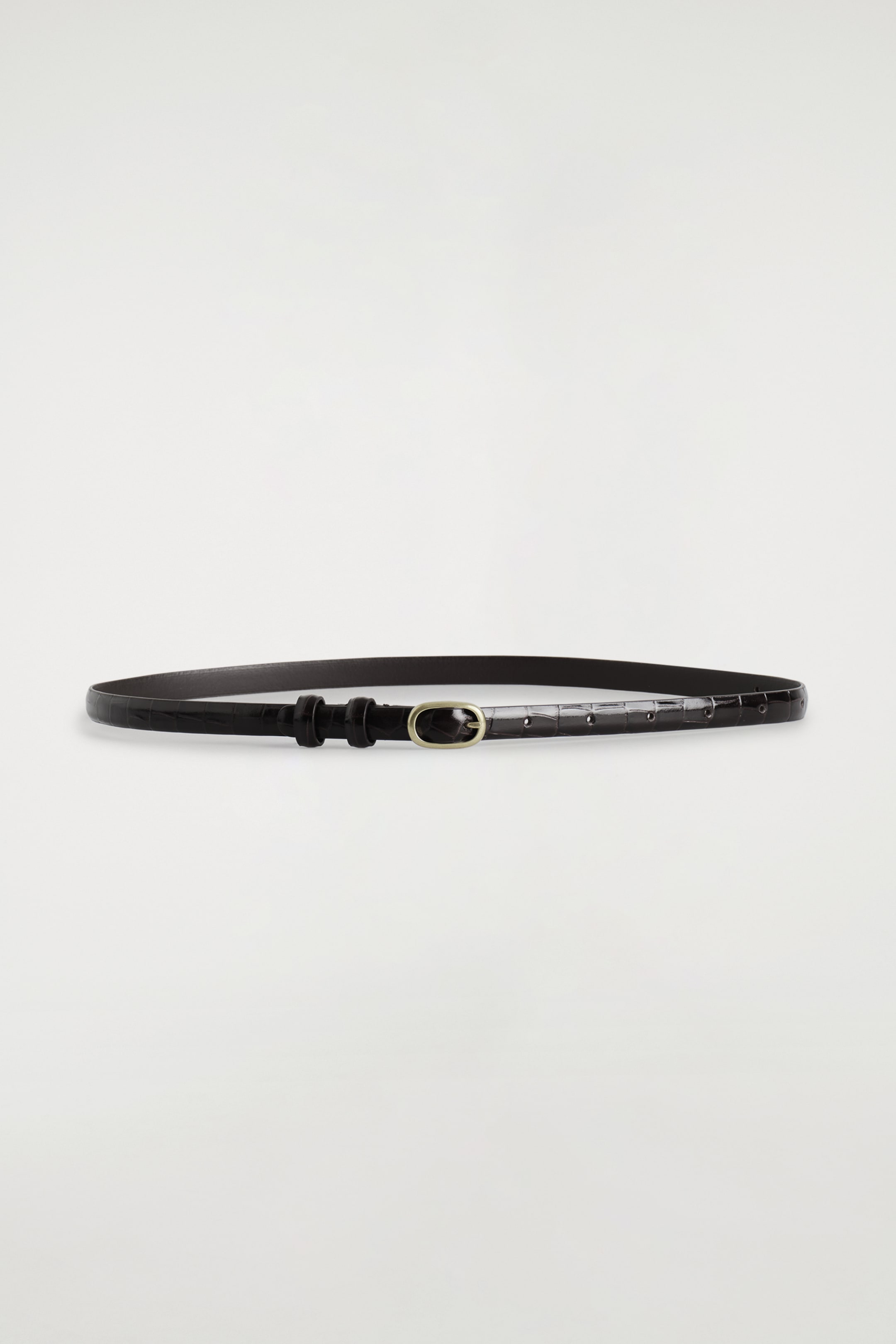 Grotere afbeelding bekijken: SLIM RIEM VAN LEER MET KROKOPRINT - BRUIN - DAMES | H&M BE 2