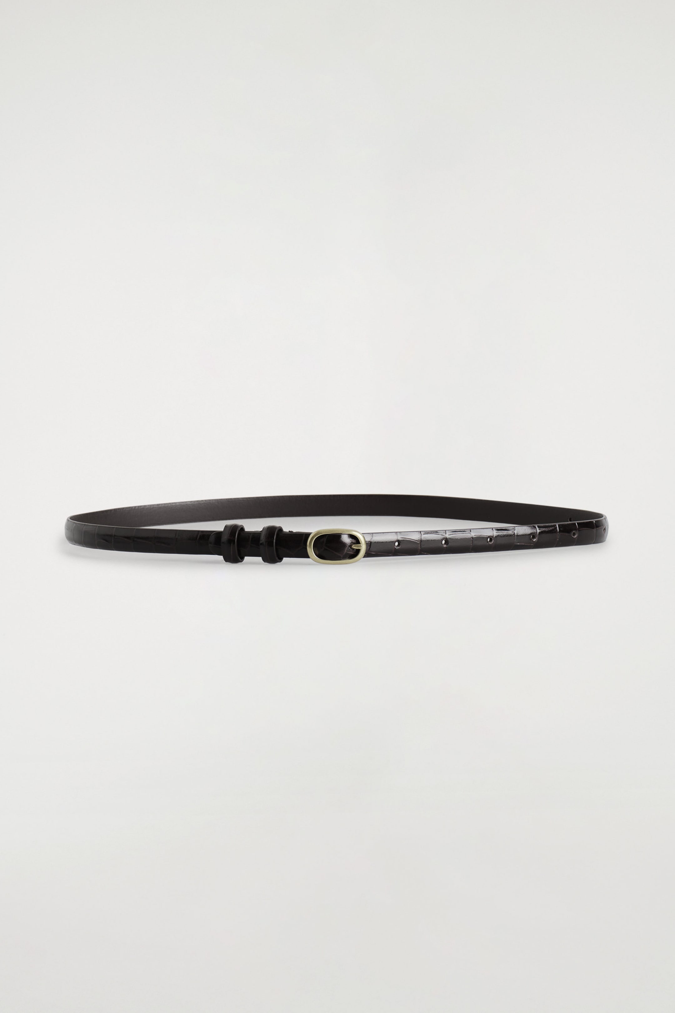 SLIM CROC-EMBOSSED LEATHER BELT