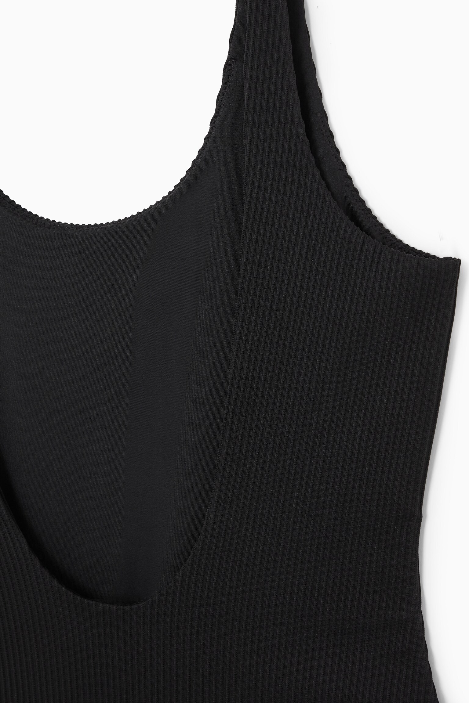 SCOOP-NECK RIBBED SWIMSUIT - BLACK - 2