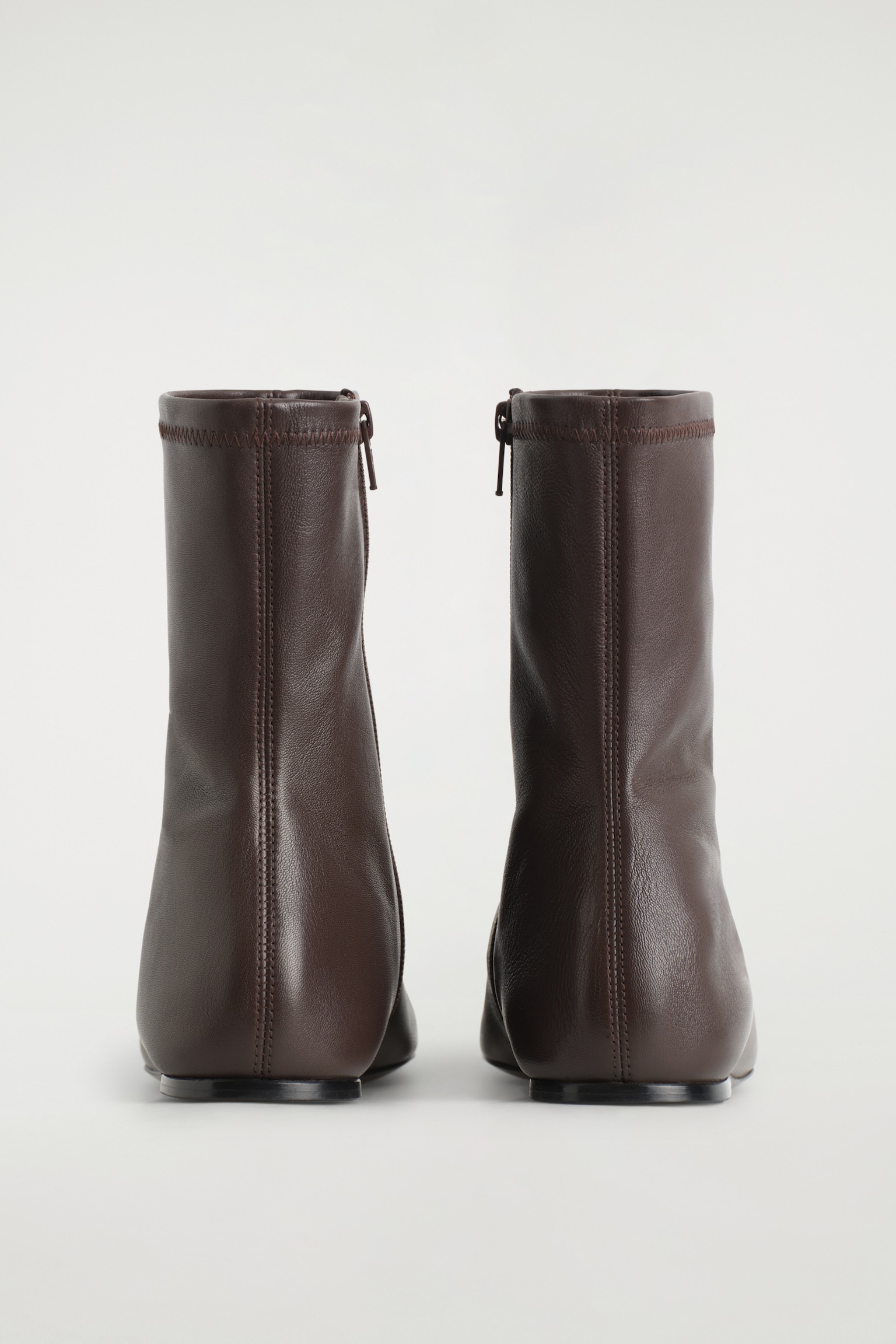 BOTTINES CHAUSSETTES EN CUIR - BRUN FONCÉ - 2
