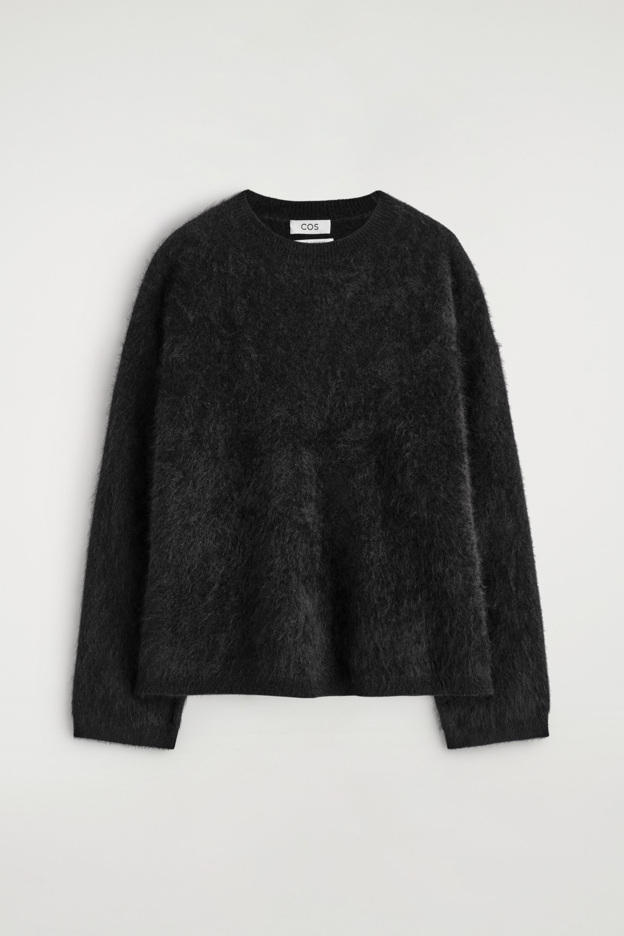 BRUSHED-CASHMERE CREW-NECK JUMPER - BLACK | COS