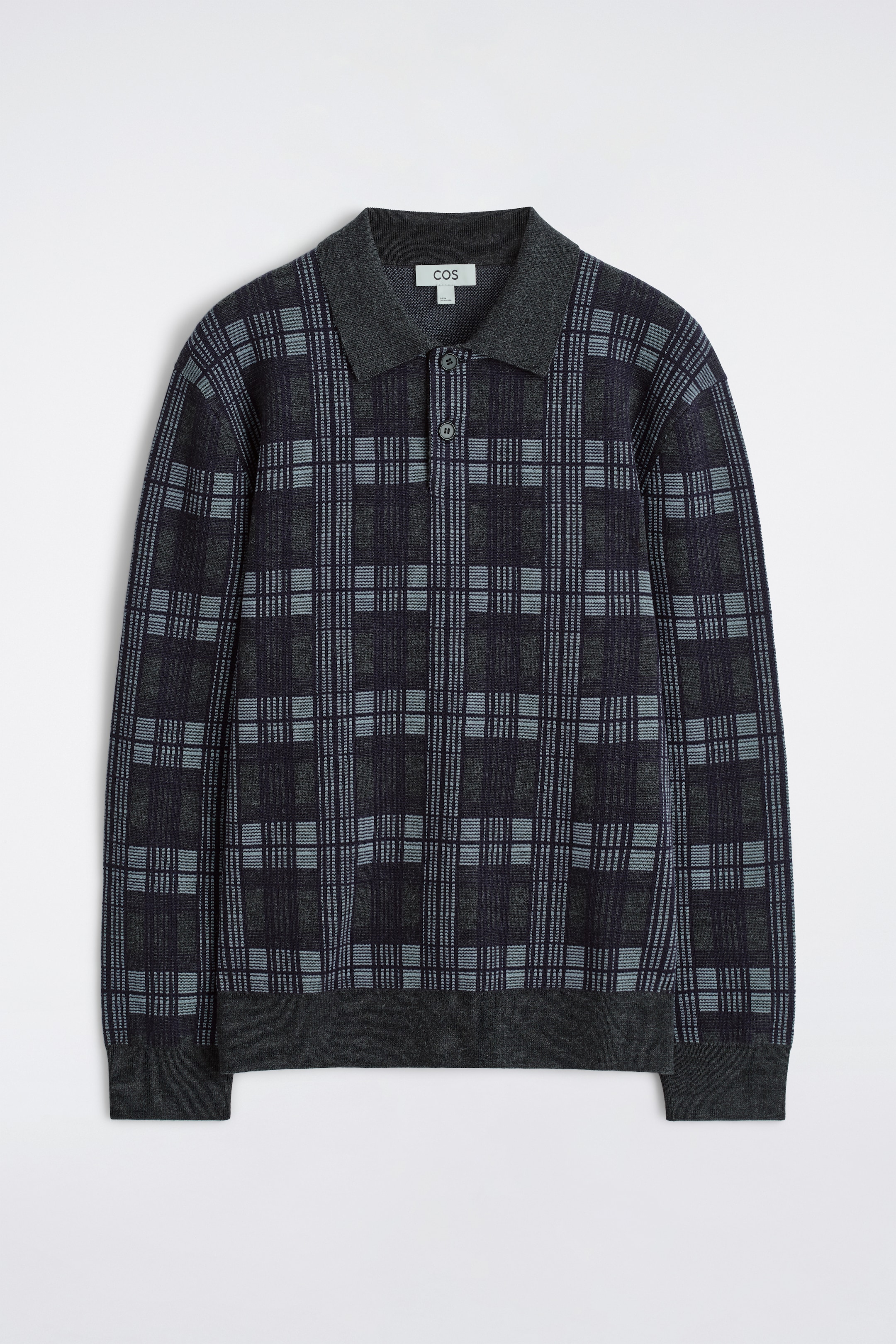 View larger image: WOOL-JACQUARD POLO JUMPER - NAVY / CHECKED - Men | H&M GB 6