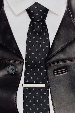 SILK-FOULARD TIE — NAVY / PATTERNED 4