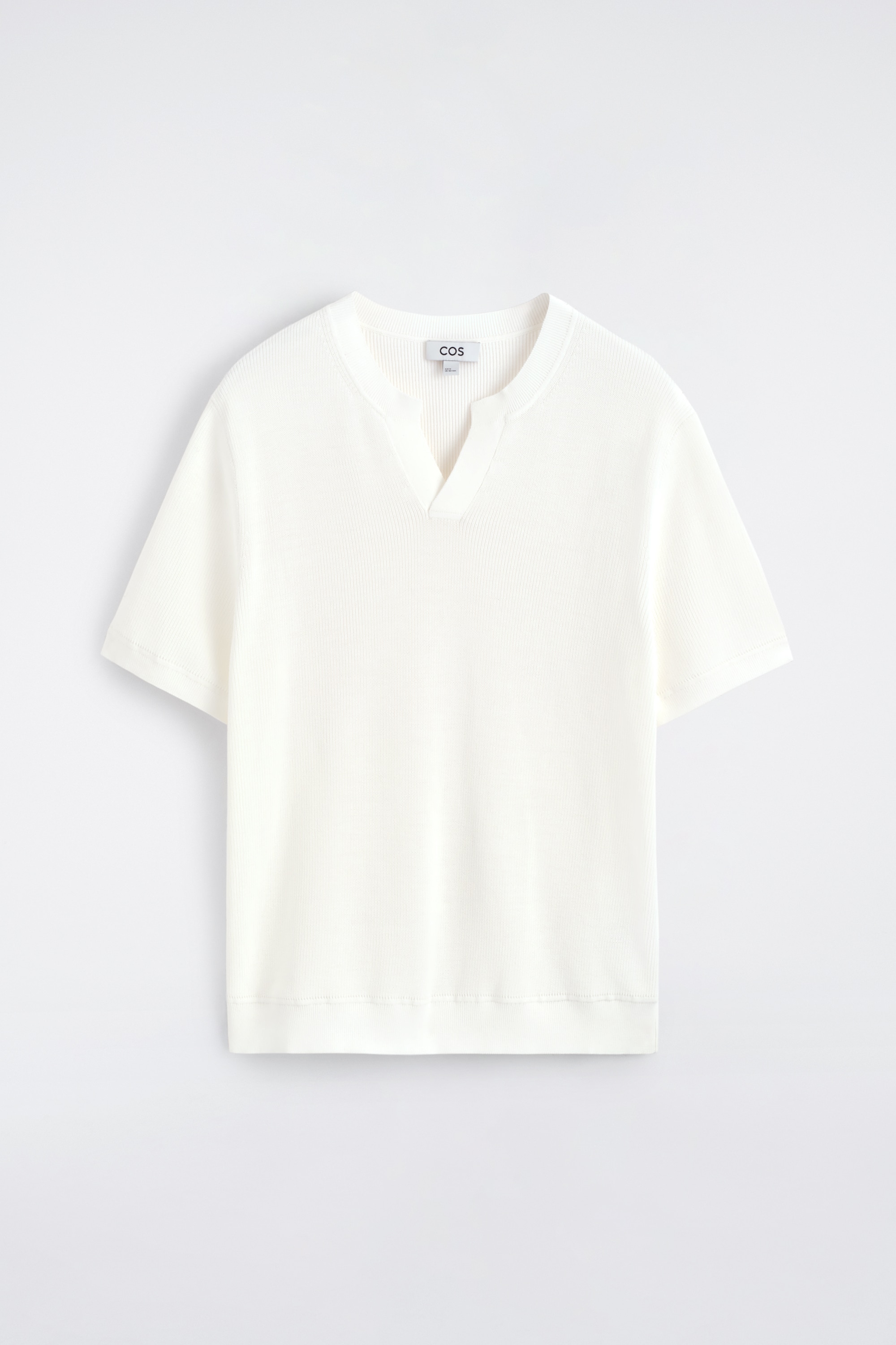 Henley-T-shirt met open kraag - OFFWHITE/ZWART