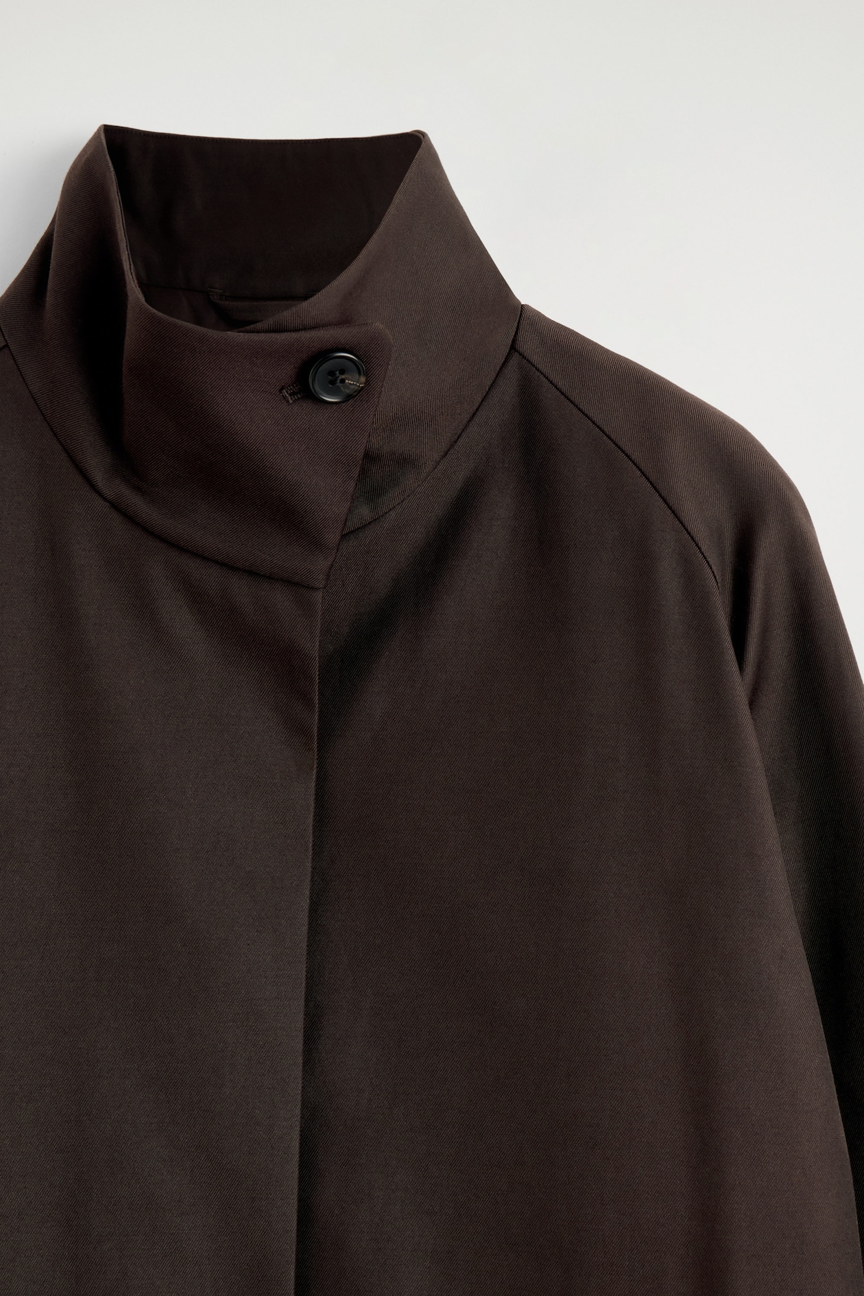 OVERSIZED mock-NECK COAT — DARK BROWN