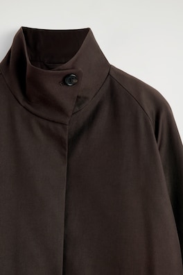 OVERSIZED mock-NECK COAT — DARK BROWN 5