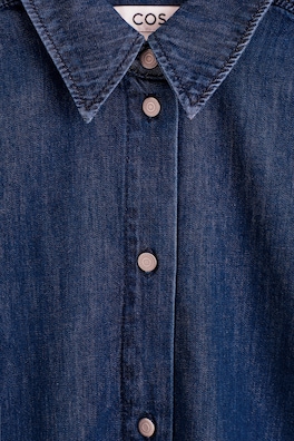 SHORT-SLEEVED DENIM SHIRT — DARK BLUE 6