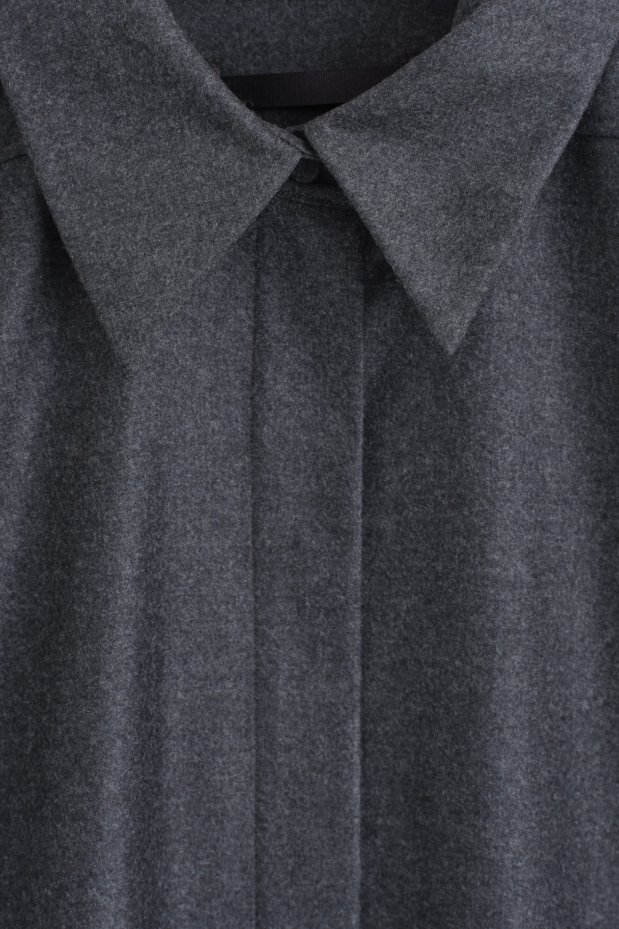 WING-COLLAR WOOL-FLANNEL SHIRT — SLATE
