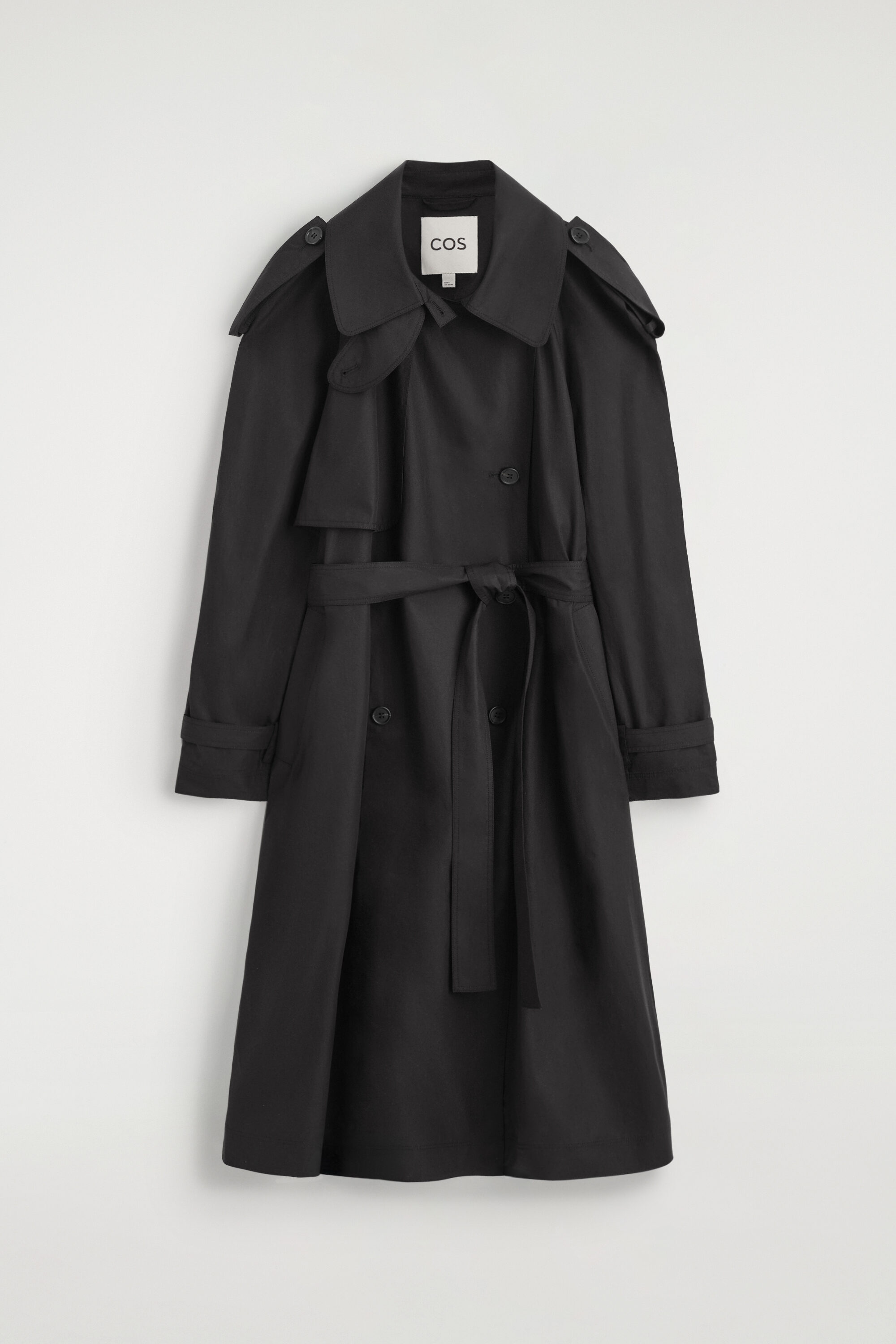 Mock-neck Cotton Trench Coat