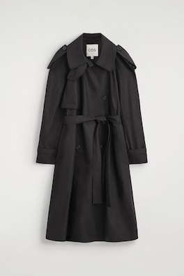 mock-NECK COTTON TRENCH COAT — BLACK 10