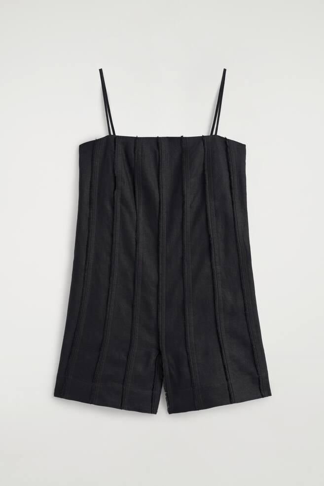 PLAYSUIT AUS LEINEN MIT FALTEN - SCHWARZ - 1