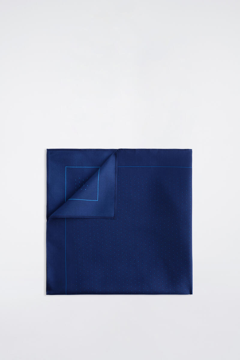 Cos Polka-dot Silk Pocket Square In Blue
