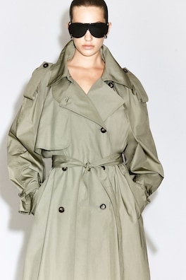 mock-NECK COTTON TRENCH COAT — LIGHT KHAKI 3