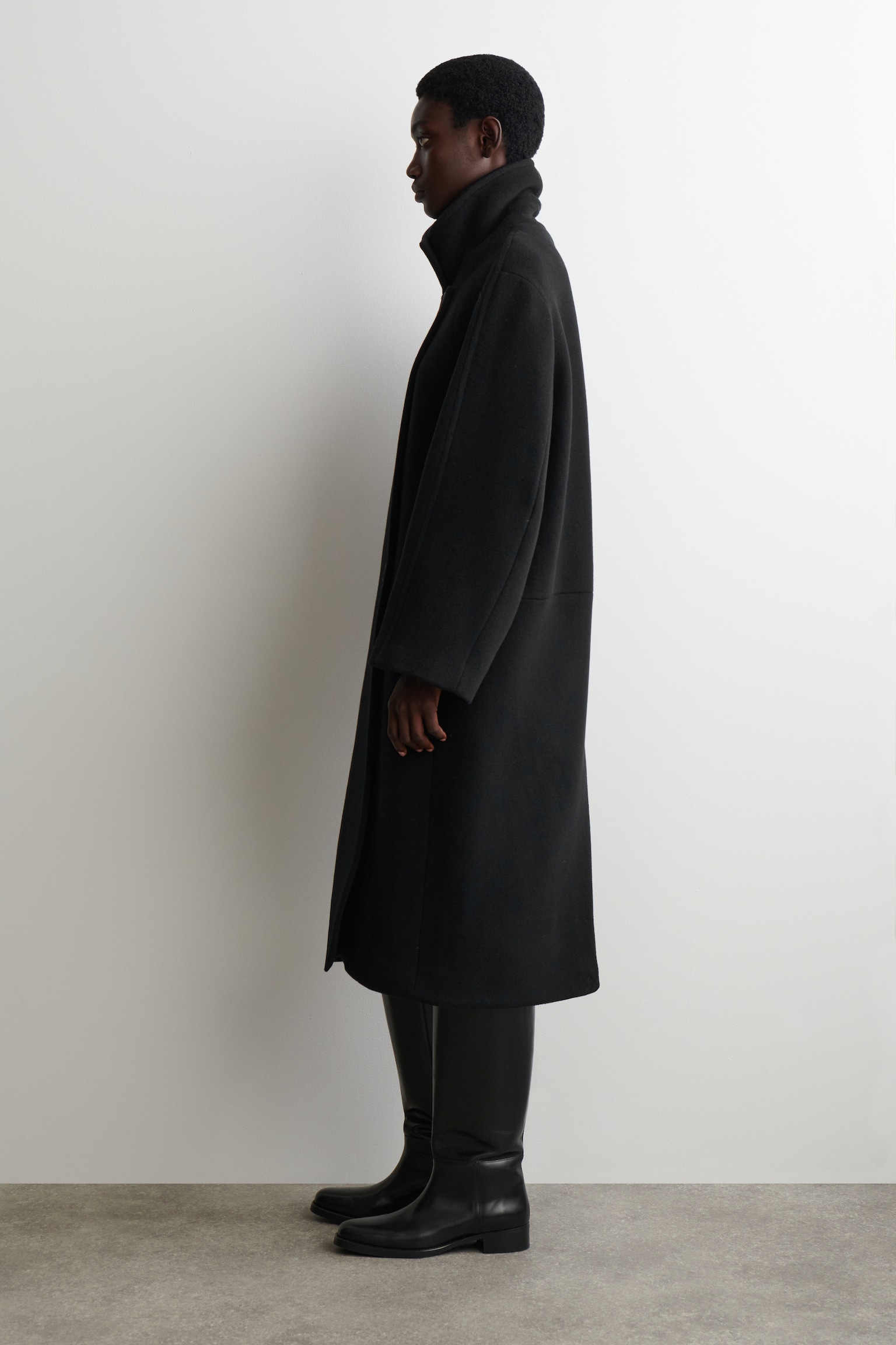 OVERSIZED DOUBLE-BREASTED WOOL COAT - NEGRO/VERDE OSCURO - 4