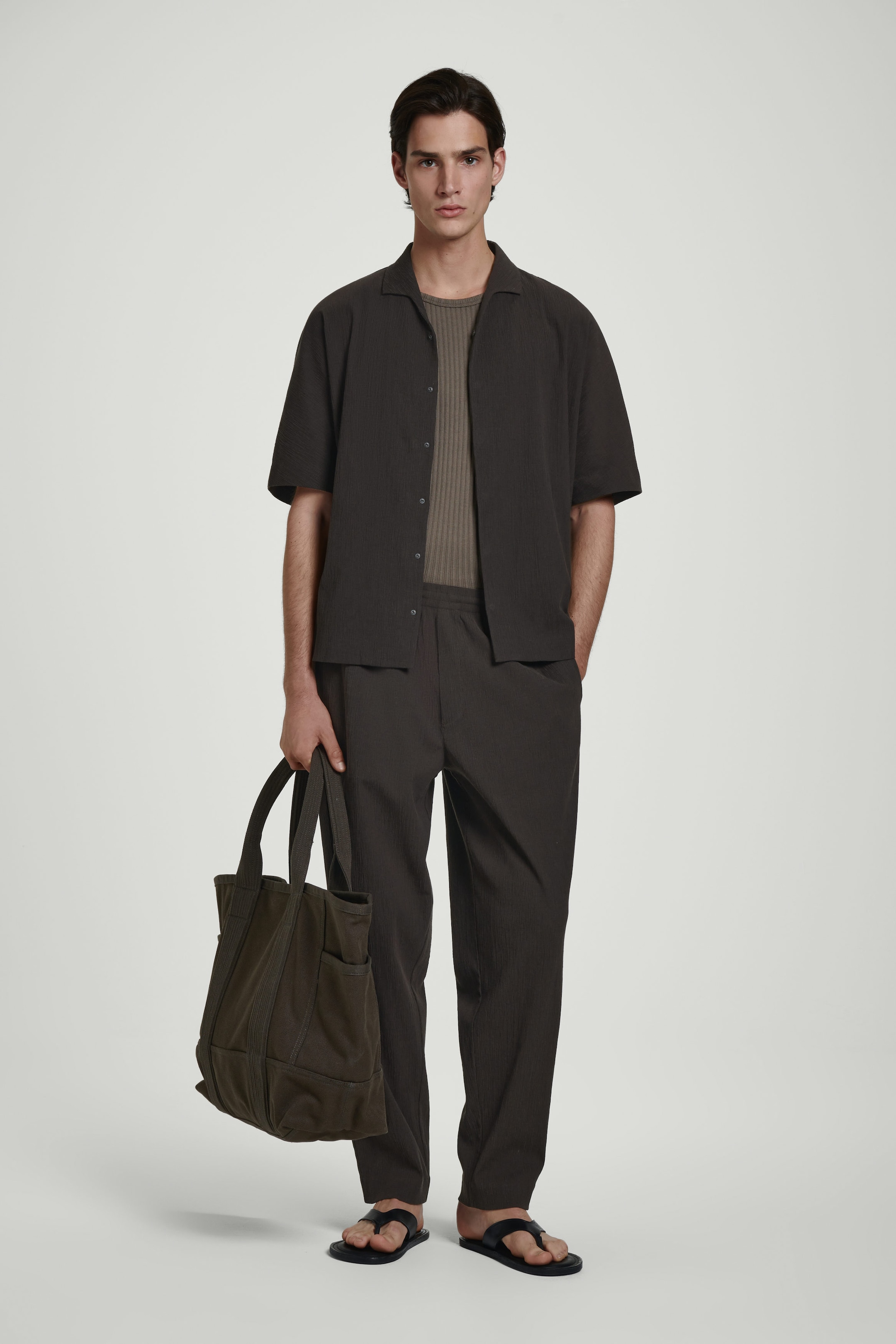 CRINKLED-COTTON TROUSERS