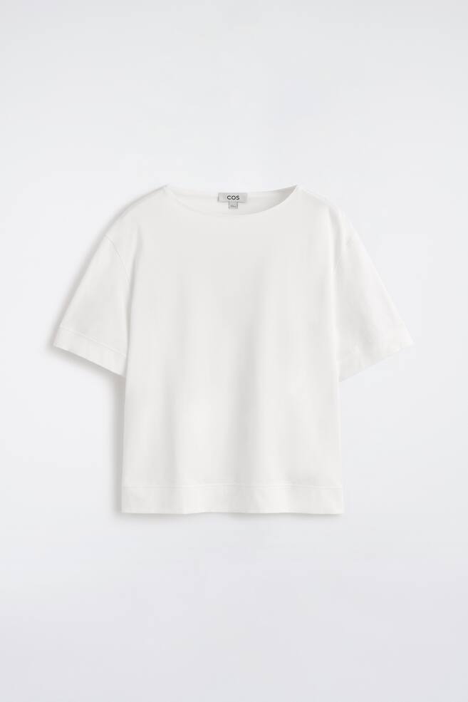 BOAT-NECK COTTON T-SHIRT - WHITE - 1